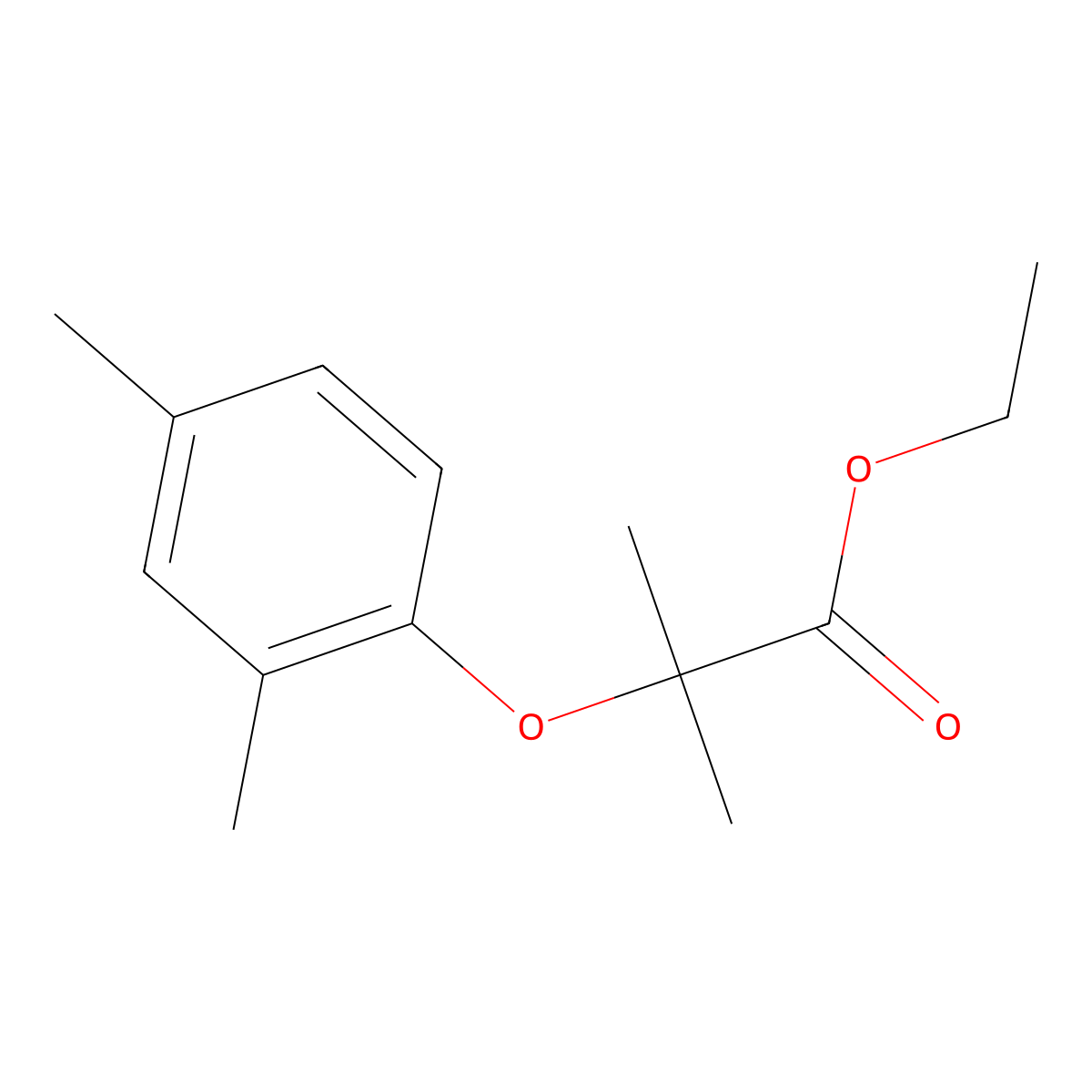 Ethyl 2-(2,4-dimethylphenoxy)-2-methylpropanoate molecular structure, CAS 102416-46-6