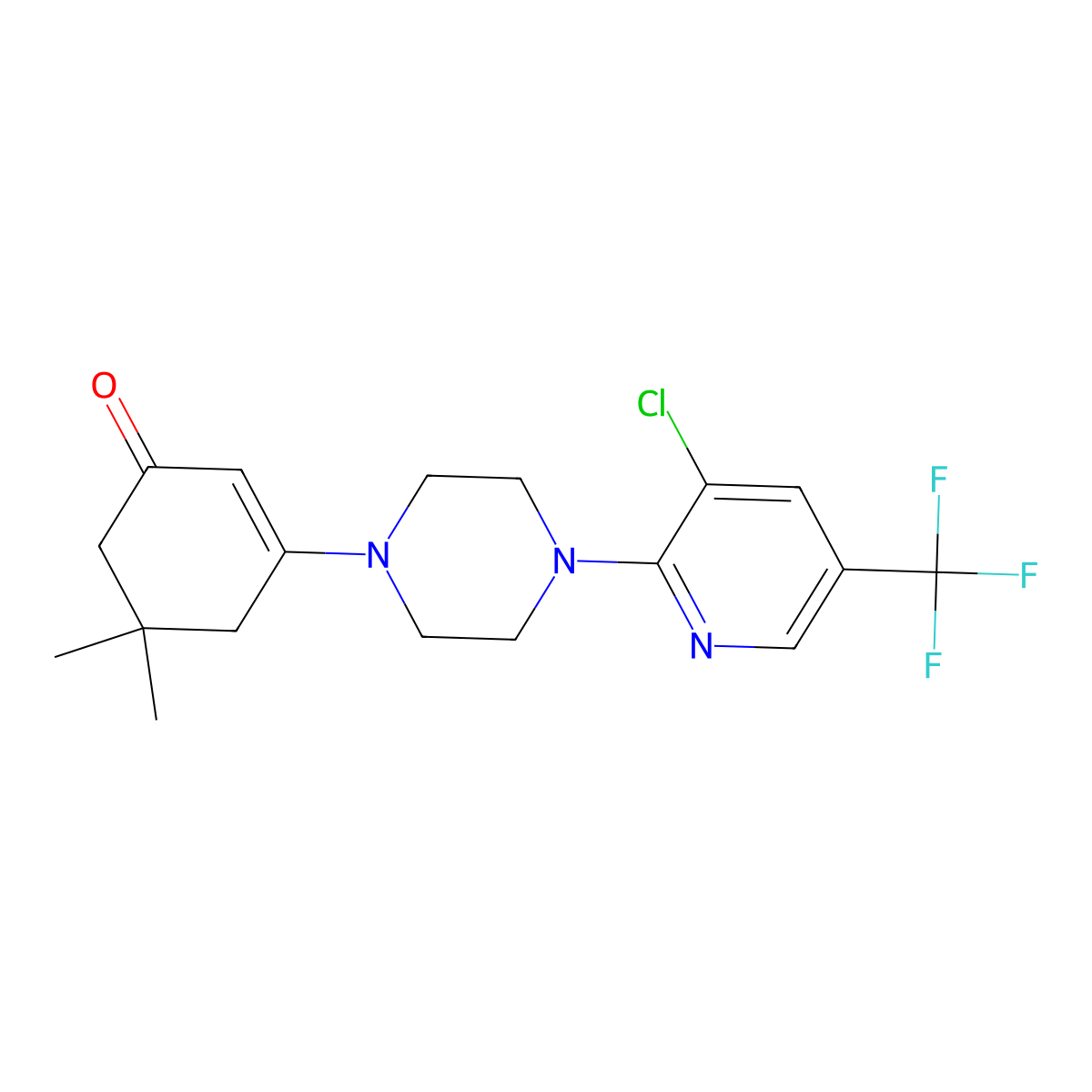 3-{4-[3-Chloro-5-(trifluoromethyl)pyridin-2-yl]piperazin-1-yl}-5,5-dimethylcyclohex-2-en-1-one molecular structure, CAS 1024163-41-4