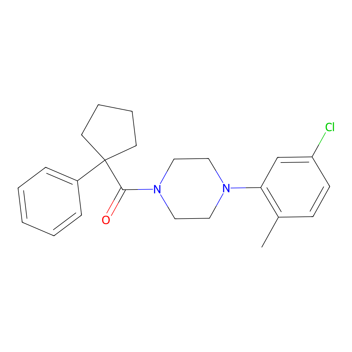 4-(5-Chloro-2-methylphenyl)piperazinyl phenylcyclopentyl ketone molecular structure, CAS 1024164-19-9