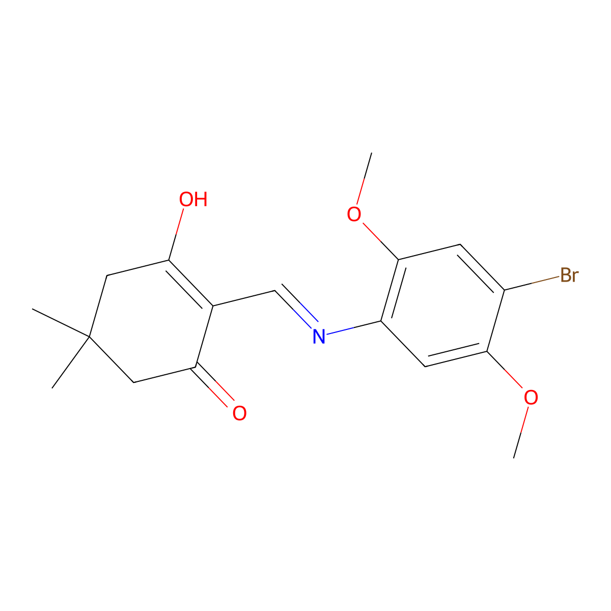 2-(((4-Bromo-2,5-dimethoxyphenyl)amino)methylene)-5,5-dimethylcyclohexane-1,3-dione molecular structure, CAS 1024165-45-4