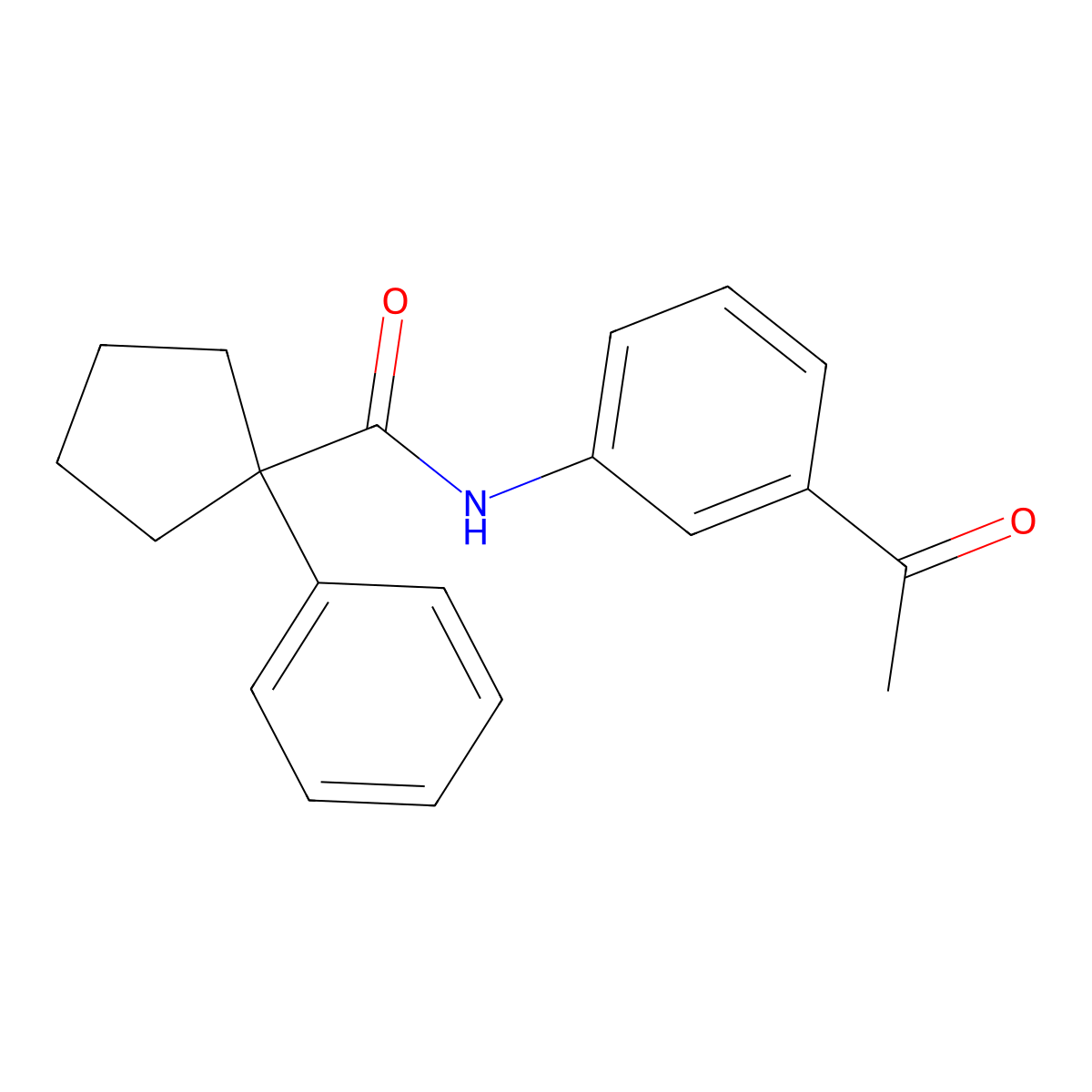 N-(3-acetylphenyl)-1-phenylcyclopentane-1-carboxamide molecular structure, CAS 1024165-46-5
