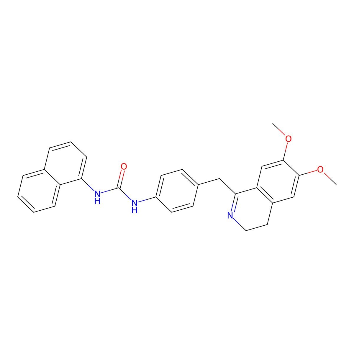 1-(4-((6,7-Dimethoxy(3,4-dihydroisoquinolyl))methyl)phenyl)-3-(1-naphthyl)urea molecular structure, CAS 1024165-54-5