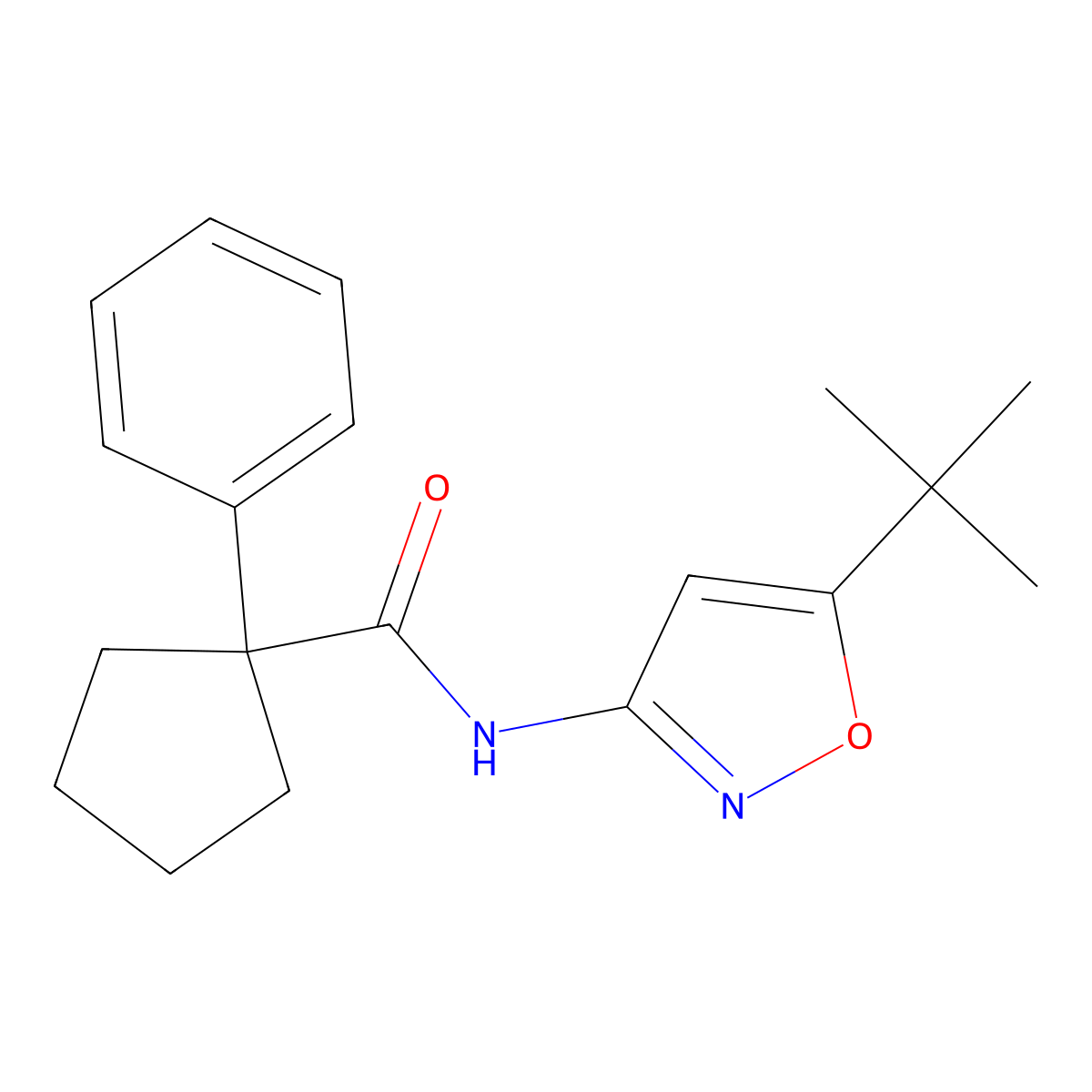 N-(5-tert-butyl-1,2-oxazol-3-yl)-1-phenylcyclopentane-1-carboxamide molecular structure, CAS 1024168-17-9