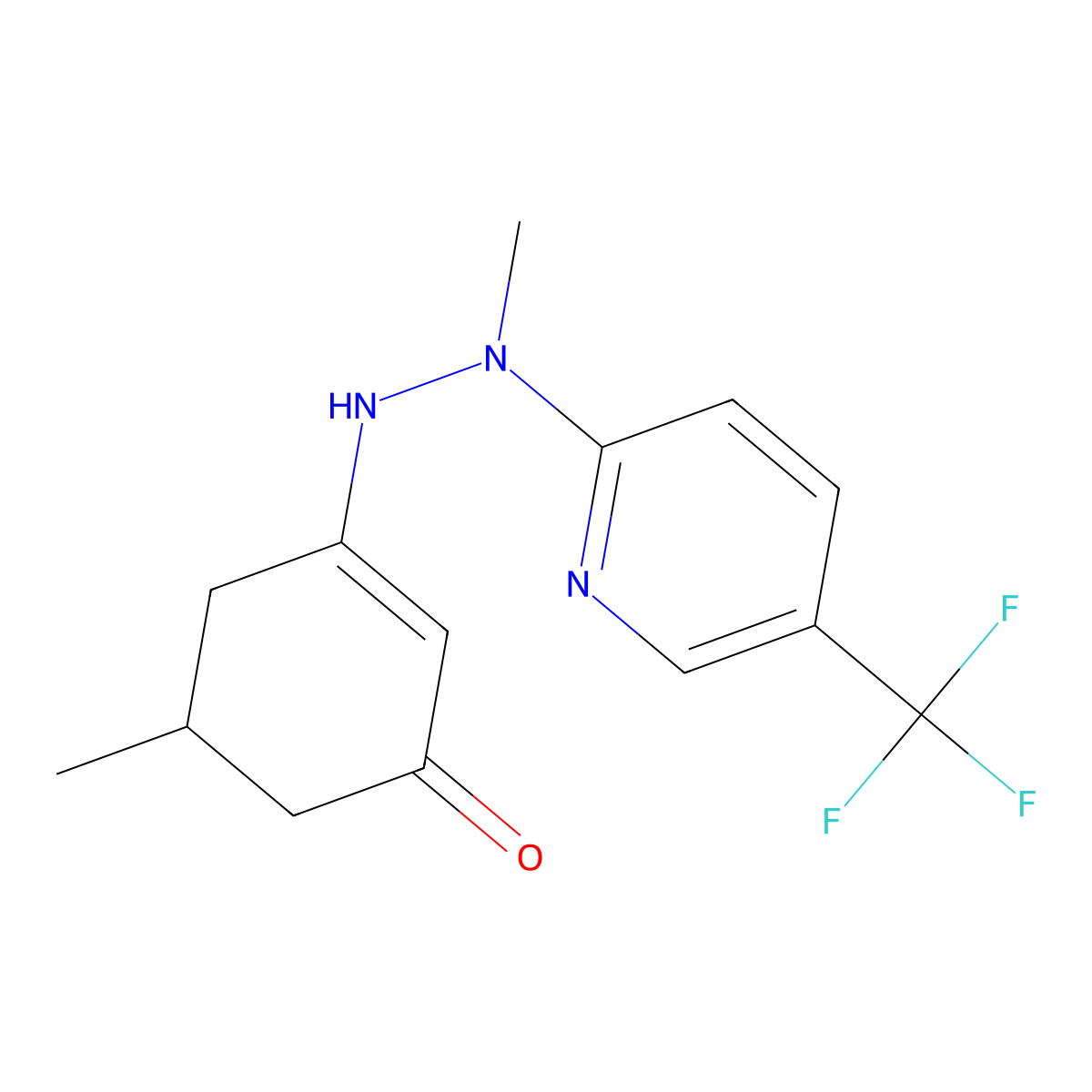 5-Methyl-3-[2-methyl-2-[5-(trifluoromethyl)pyridin-2-yl]hydrazinyl]cyclohex-2-en-1-one molecular structure, CAS 1024168-73-7