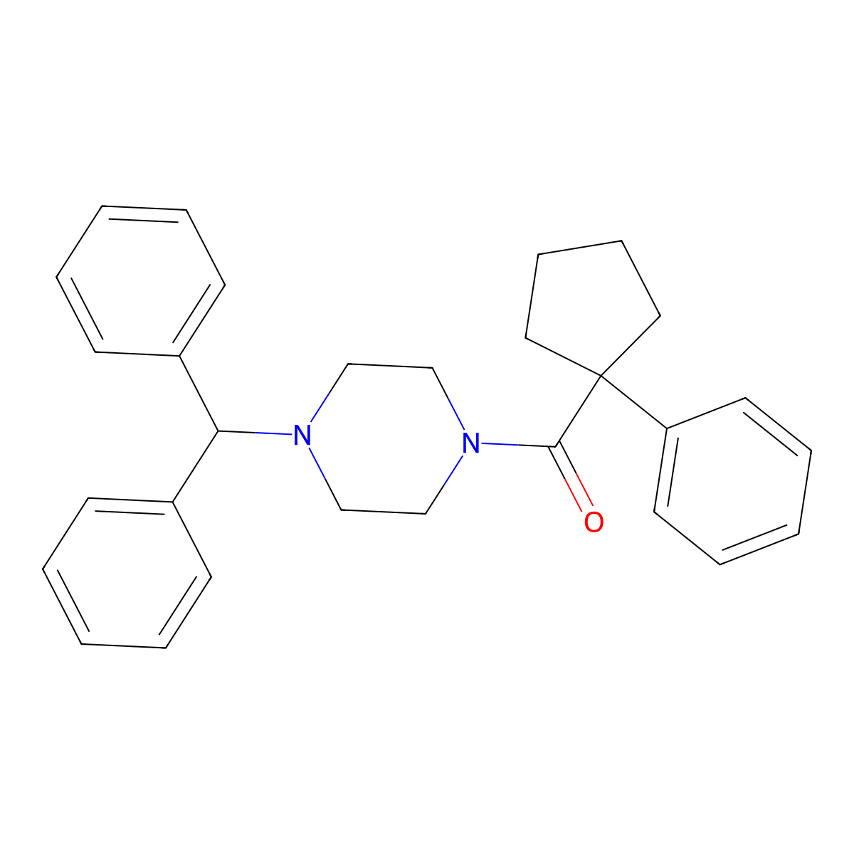 4-(Diphenylmethyl)piperazinyl phenylcyclopentyl ketone molecular structure, CAS 1024169-50-3