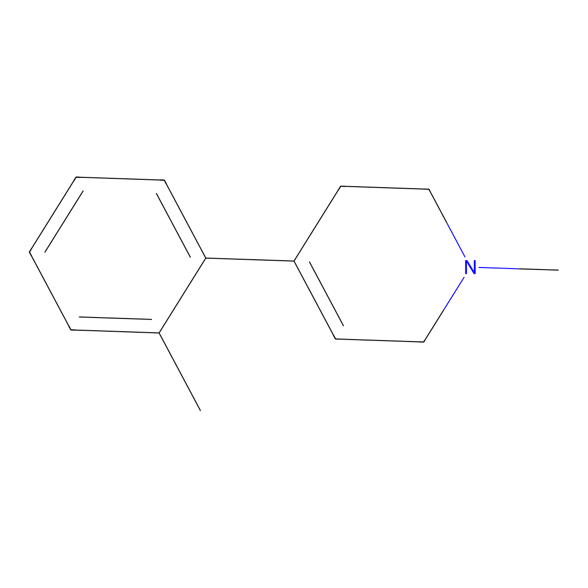 1-Methyl-4-(2'-methylphenyl)-1,2,3,6-tetrahydropyridine molecular structure, CAS 102417-86-7