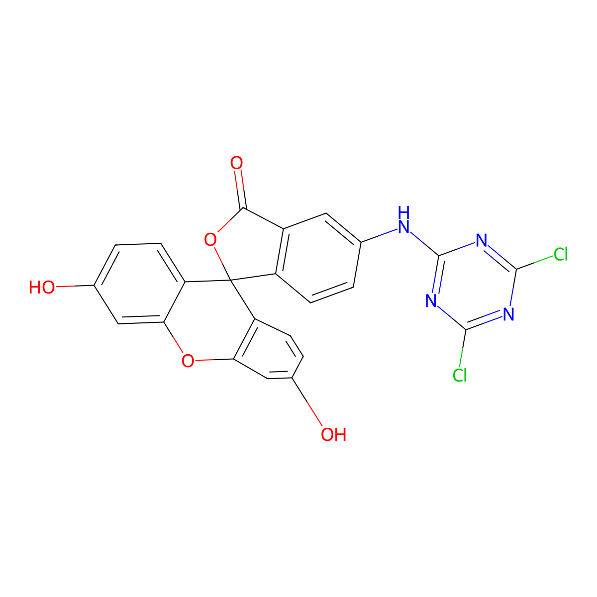 5-((4,6-Dichloro-1,3,5-triazin-2-yl)amino)fluorescein molecular structure, CAS 102417-95-8