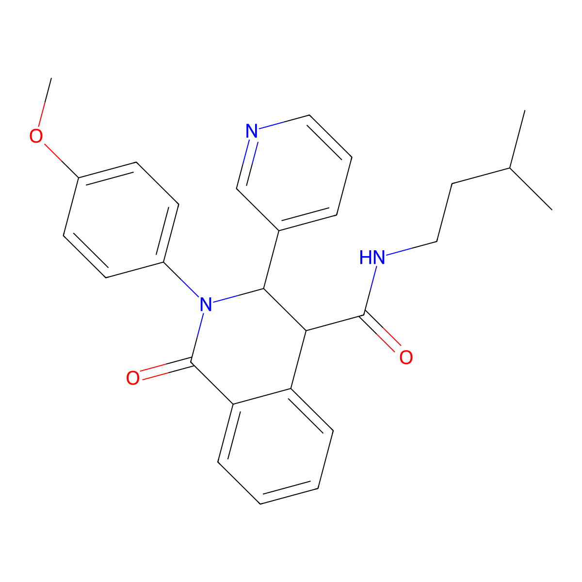 2-(4-methoxyphenyl)-N-(3-methylbutyl)-1-oxo-3-pyridin-3-yl-3,4-dihydroisoquinoline-4-carboxamide molecular structure, CAS 1024174-03-5