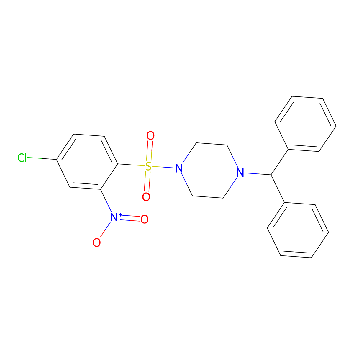 1-((4-(Diphenylmethyl)piperazinyl)sulfonyl)-4-chloro-2-nitrobenzene molecular structure, CAS 1024174-15-9