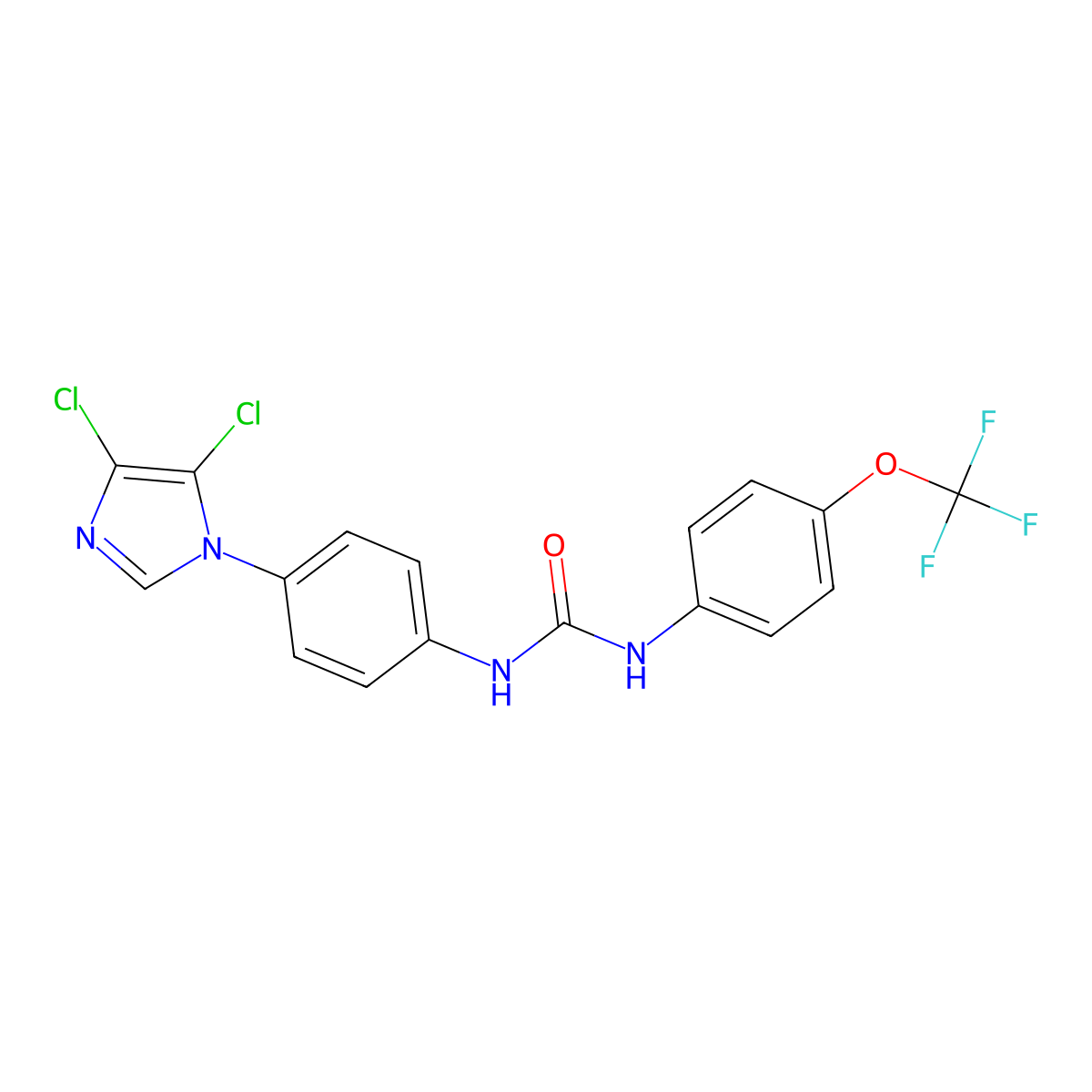 1-[4-(4,5-Dichloroimidazol-1-yl)phenyl]-3-[4-(trifluoromethoxy)phenyl]urea molecular structure, CAS 1024178-22-0