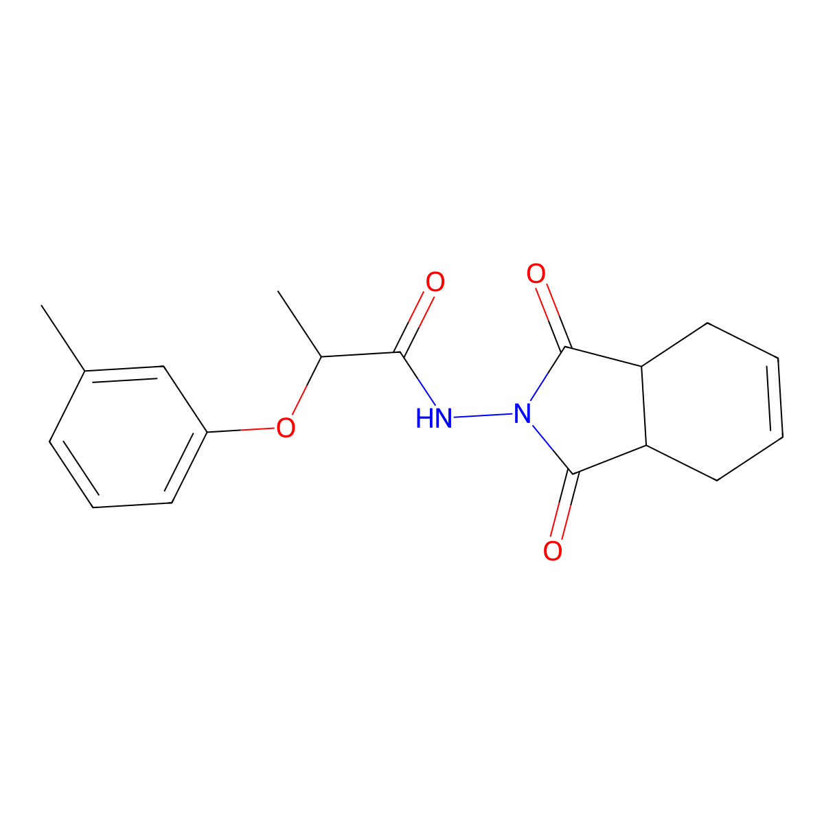 N-(1,3-dioxo-3a,4,7,7a-tetrahydroisoindol-2-yl)-2-(3-methylphenoxy)propanamide molecular structure, CAS 1024179-05-2