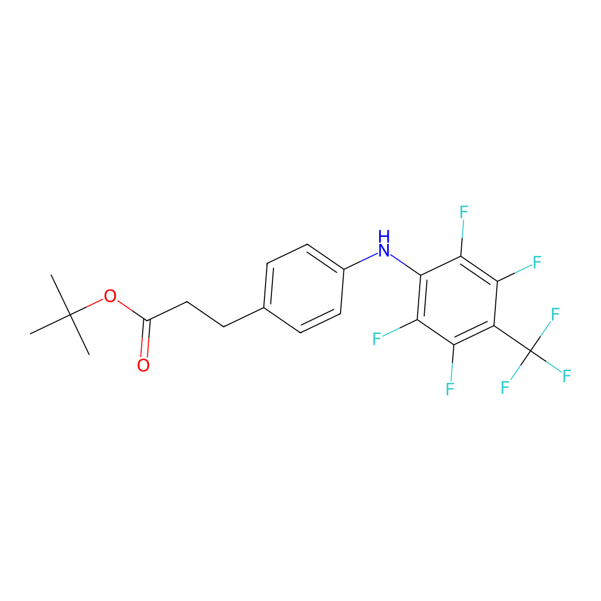 Tert-butyl 3-(4-((2,3,5,6-tetrafluoro-4-(trifluoromethyl)phenyl)amino)phenyl)propanoate molecular structure, CAS 1024179-39-2