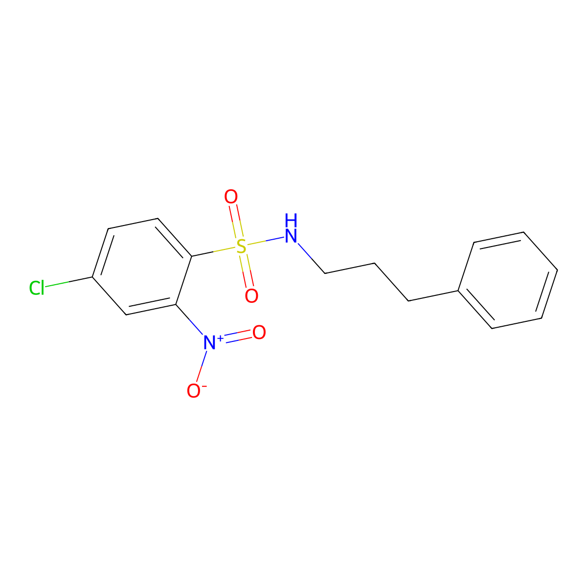 ((4-Chloro-2-nitrophenyl)sulfonyl)(3-phenylpropyl)amine molecular structure, CAS 1024179-40-5