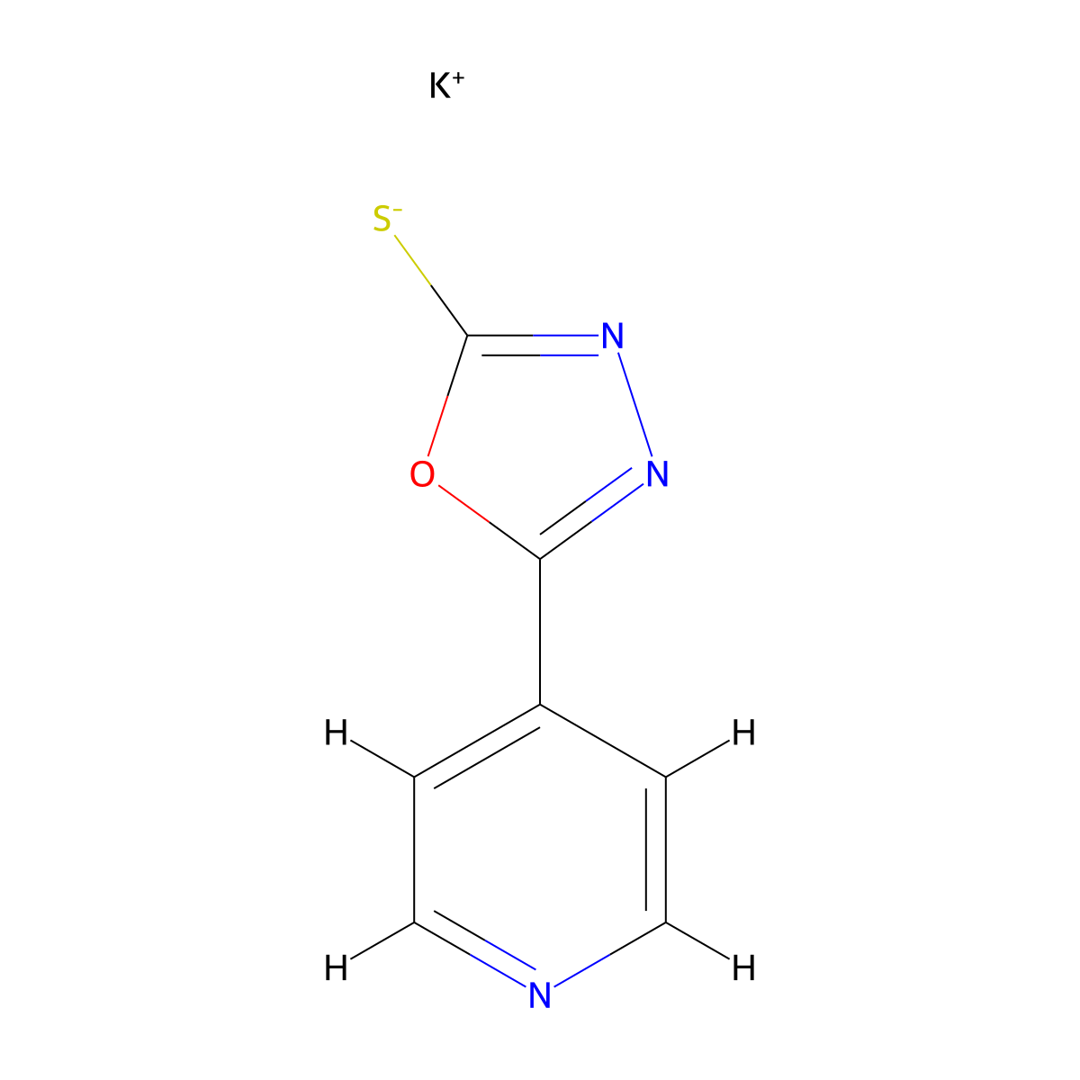 Potassium 5-pyridin-4-yl-1,3,4-oxadiazole-2-thiolate molecular structure, CAS 1024183-19-4
