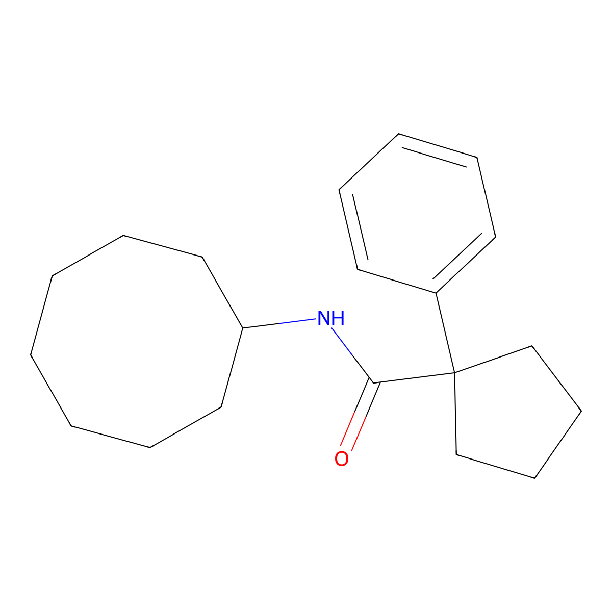 N-cyclooctyl-1-phenylcyclopentane-1-carboxamide molecular structure, CAS 1024183-82-1