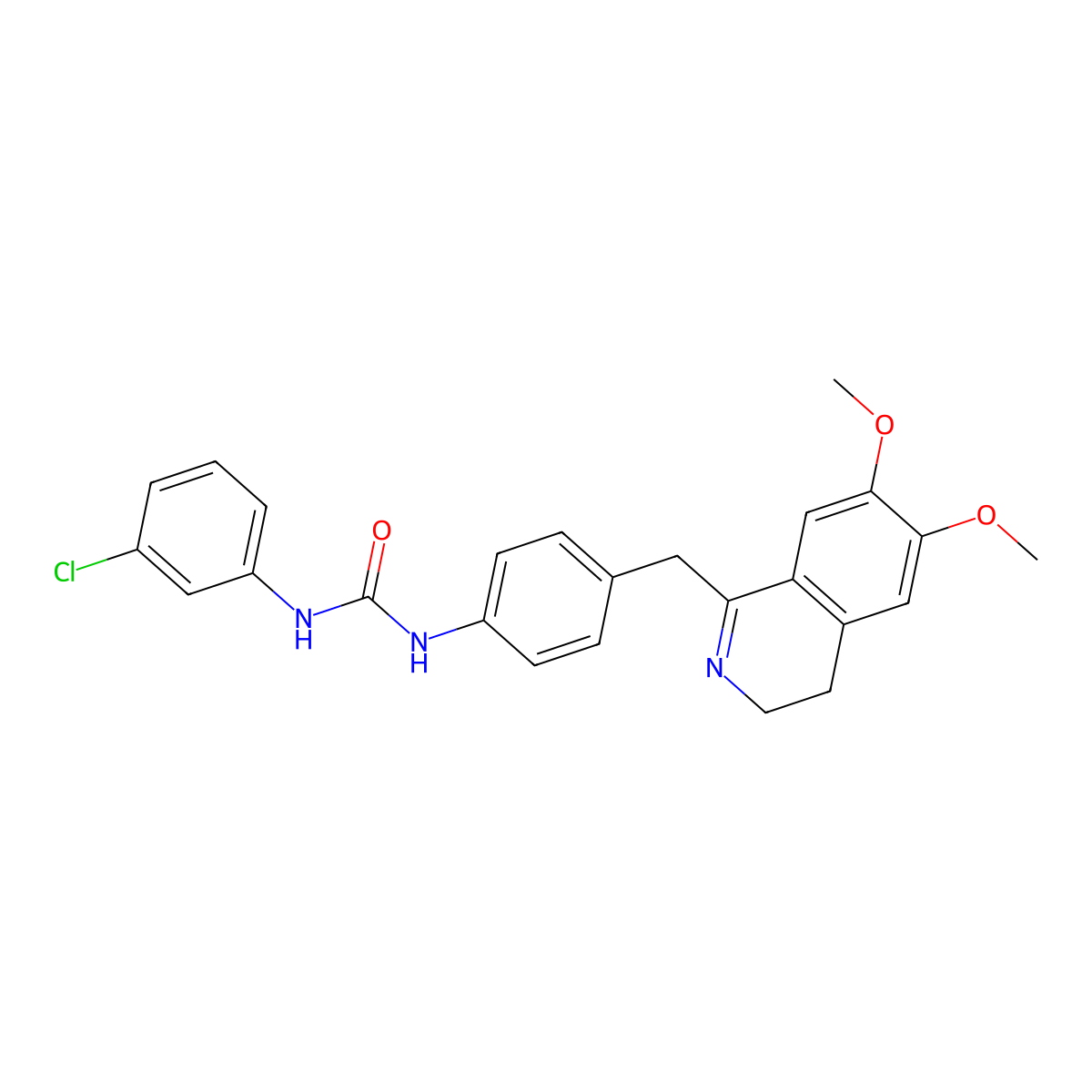 1-(3-Chlorophenyl)-3-[4-[(6,7-dimethoxy-3,4-dihydroisoquinolin-1-yl)methyl]phenyl]urea molecular structure, CAS 1024184-35-7