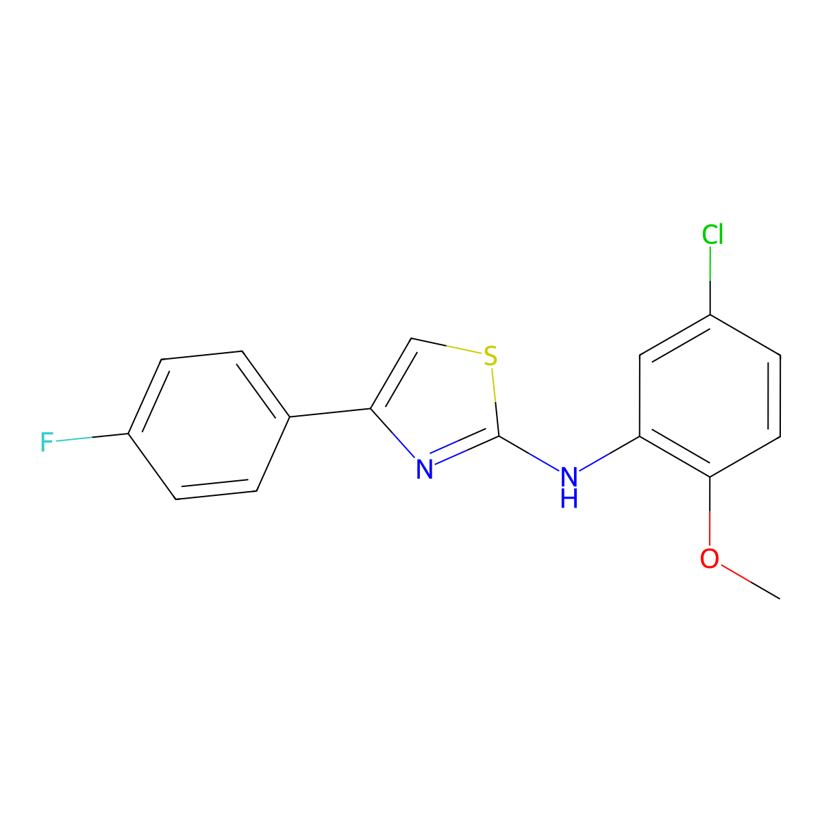 N-(5-chloro-2-methoxyphenyl)-4-(4-fluorophenyl)-1,3-thiazol-2-amine molecular structure, CAS 1024186-27-3
