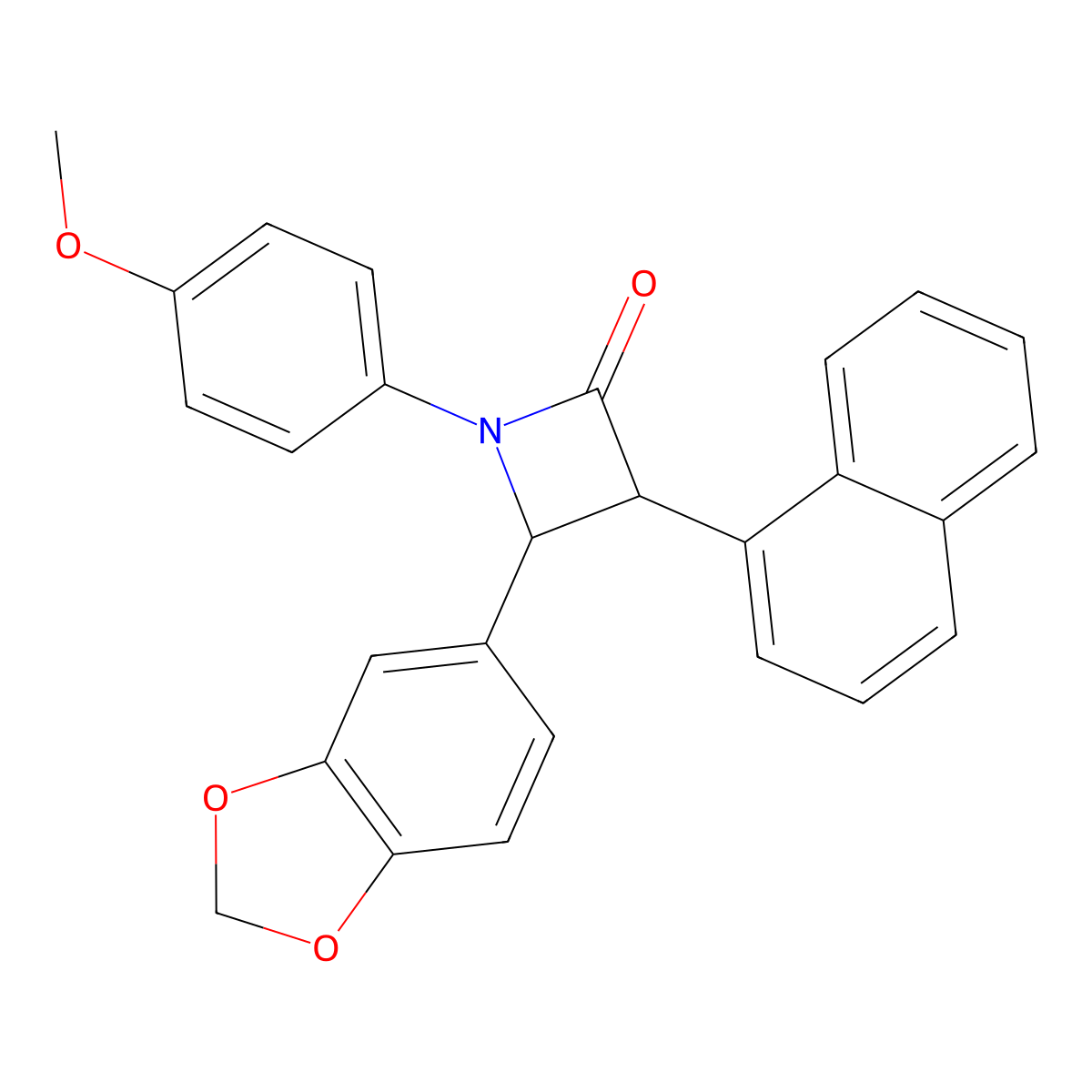 4-(1,3-Benzodioxol-5-yl)-1-(4-methoxyphenyl)-3-naphthalen-1-ylazetidin-2-one molecular structure, CAS 1024186-28-4