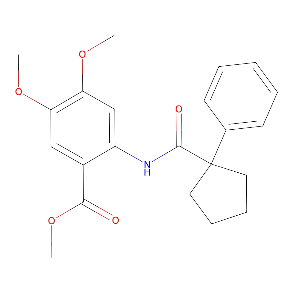 Methyl 4,5-dimethoxy-2-((phenylcyclopentyl)carbonylamino)benzoate molecular structure, CAS 1024186-29-5