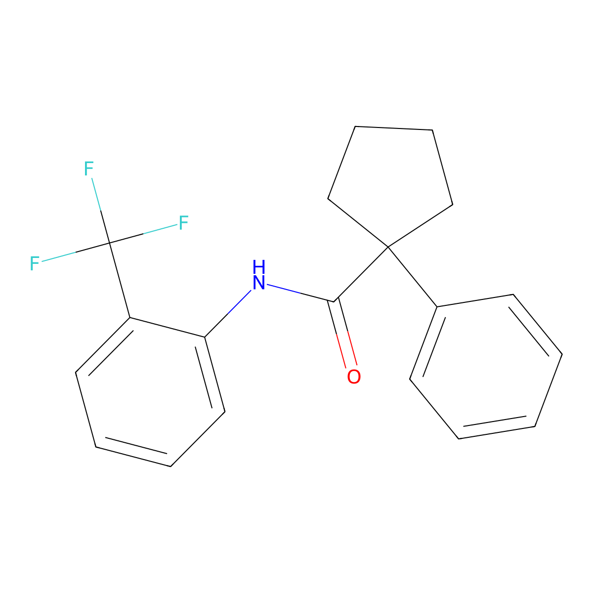 1-phenyl-N-[2-(trifluoromethyl)phenyl]cyclopentane-1-carboxamide molecular structure, CAS 1024186-50-2