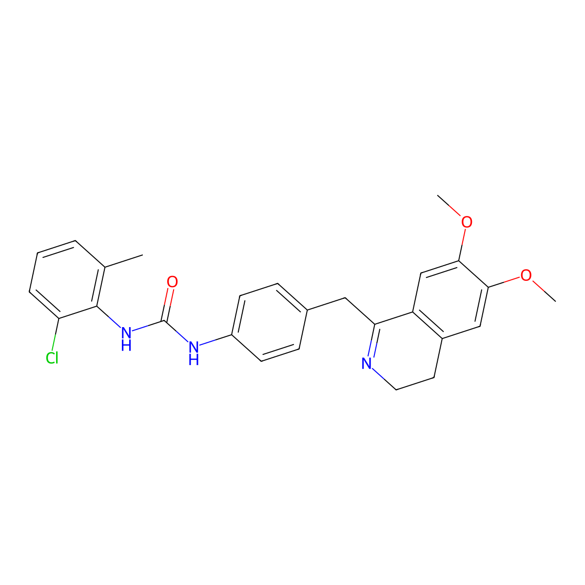 1-(2-Chloro-6-methylphenyl)-3-[4-[(6,7-dimethoxy-3,4-dihydroisoquinolin-1-yl)methyl]phenyl]urea molecular structure, CAS 1024188-96-2