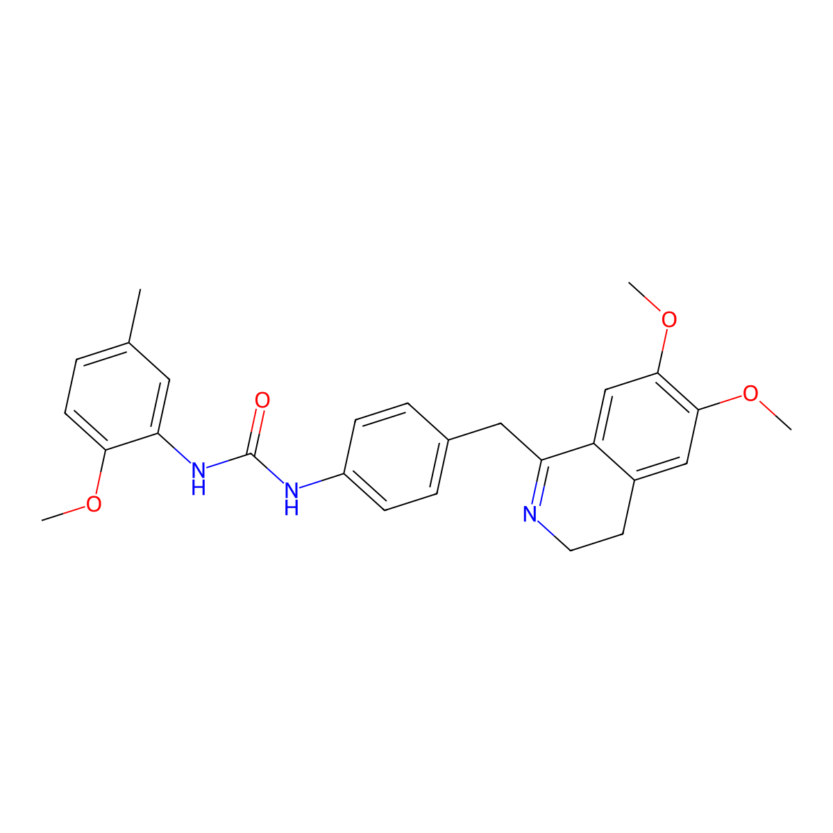 1-[4-[(6,7-Dimethoxy-3,4-dihydroisoquinolin-1-yl)methyl]phenyl]-3-(2-methoxy-5-methylphenyl)urea molecular structure, CAS 1024192-03-7