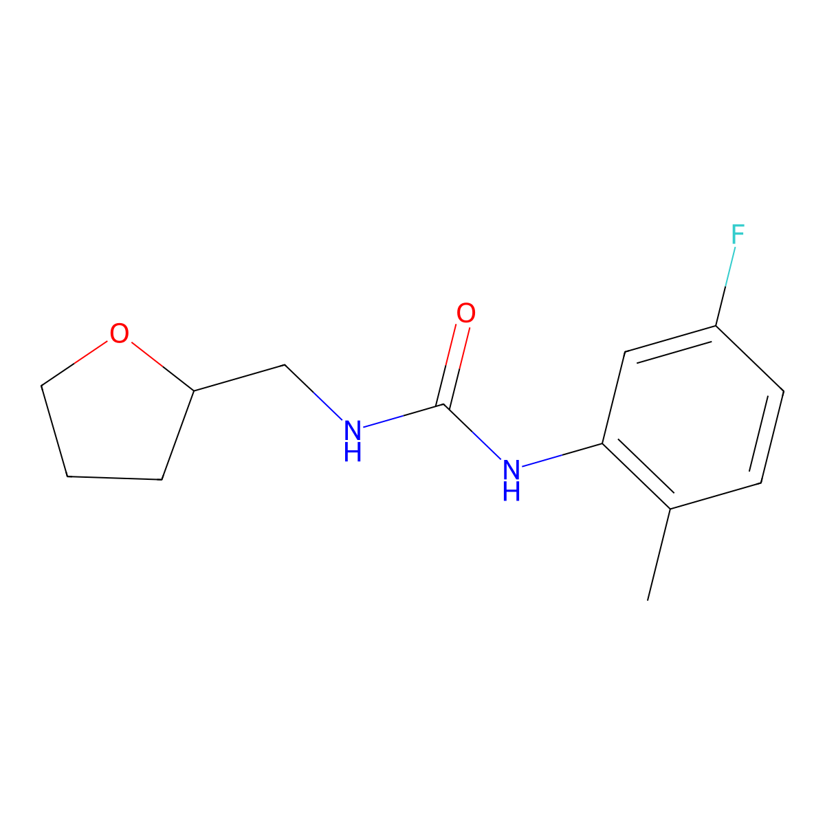 1-(5-Fluoro-2-methylphenyl)-3-[(oxolan-2-yl)methyl]urea molecular structure, CAS 1024192-93-5
