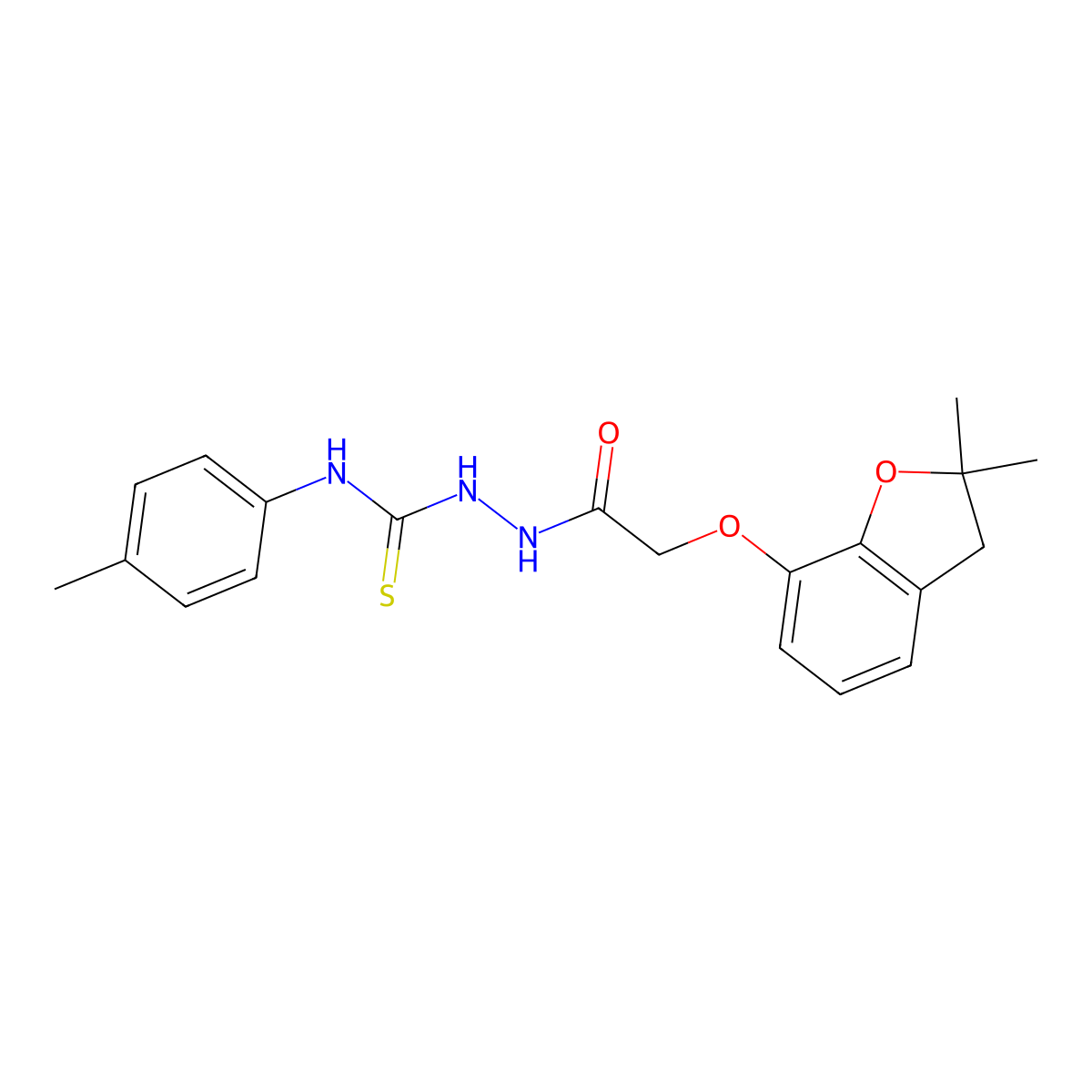 1-(2-(2,2-Dimethyl(3-oxaindan-4-yloxy))acetyl)-4-(4-methylphenyl)thiosemicarbazide molecular structure, CAS 1024194-23-7