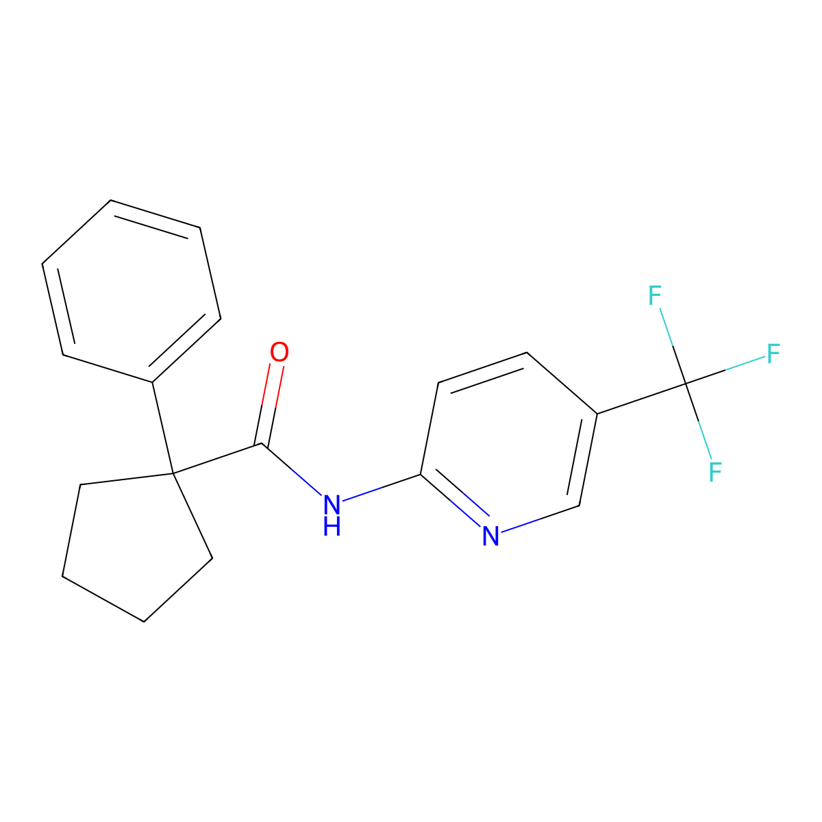 1-phenyl-N-[5-(trifluoromethyl)pyridin-2-yl]cyclopentane-1-carboxamide molecular structure, CAS 1024195-67-2