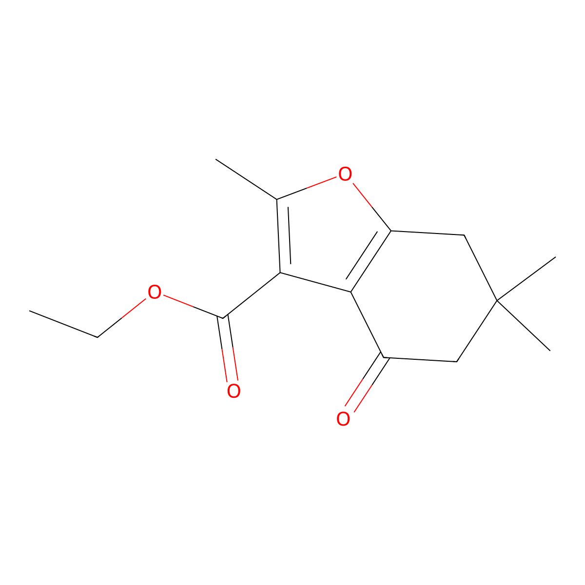 Ethyl 2,5,5-trimethyl-7-oxo-3,4,5,6-tetrahydro-3-oxaindenecarboxylate molecular structure, CAS 1024196-16-4