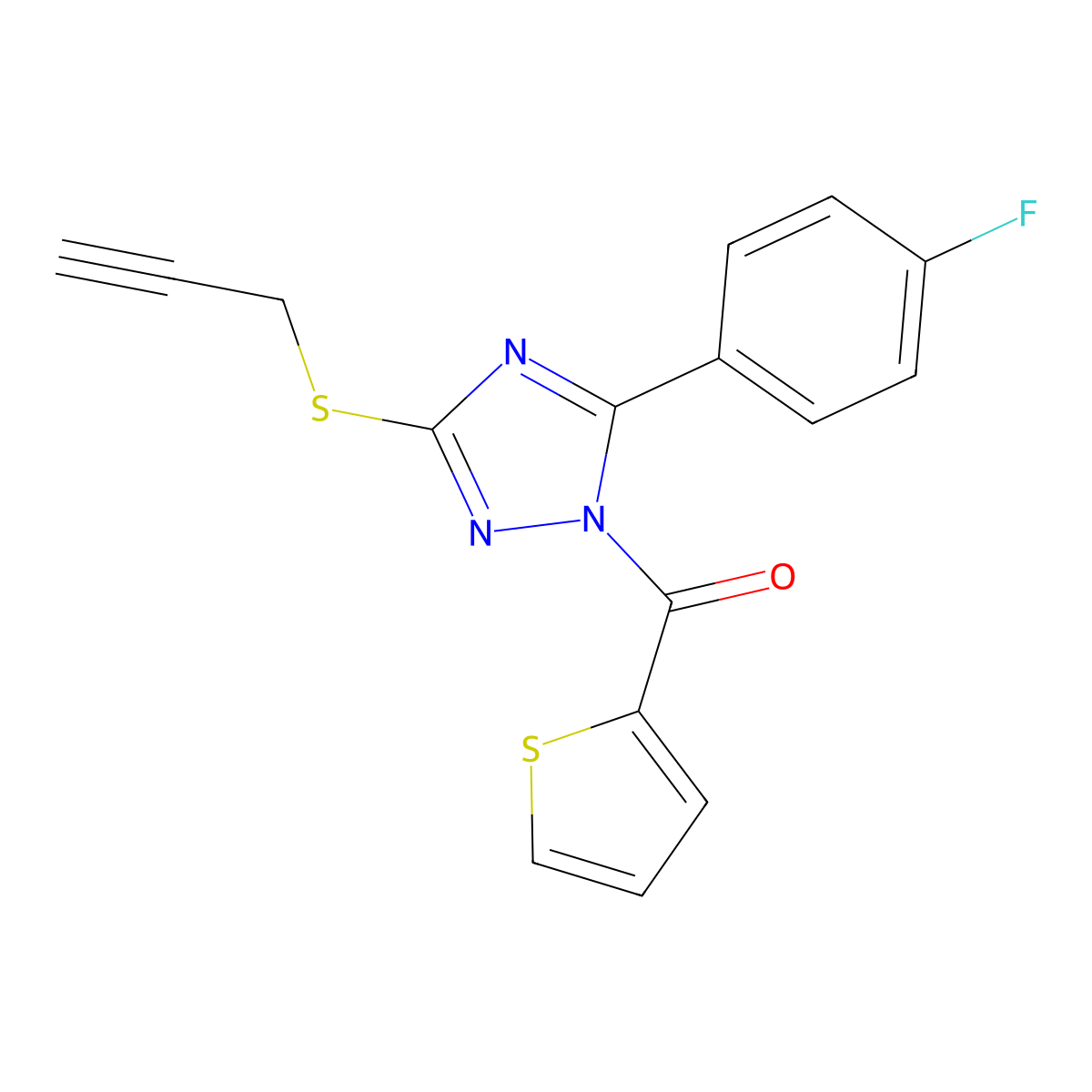[5-(4-Fluorophenyl)-3-prop-2-ynylsulfanyl-1,2,4-triazol-1-yl]-thiophen-2-ylmethanone molecular structure, CAS 1024198-99-9
