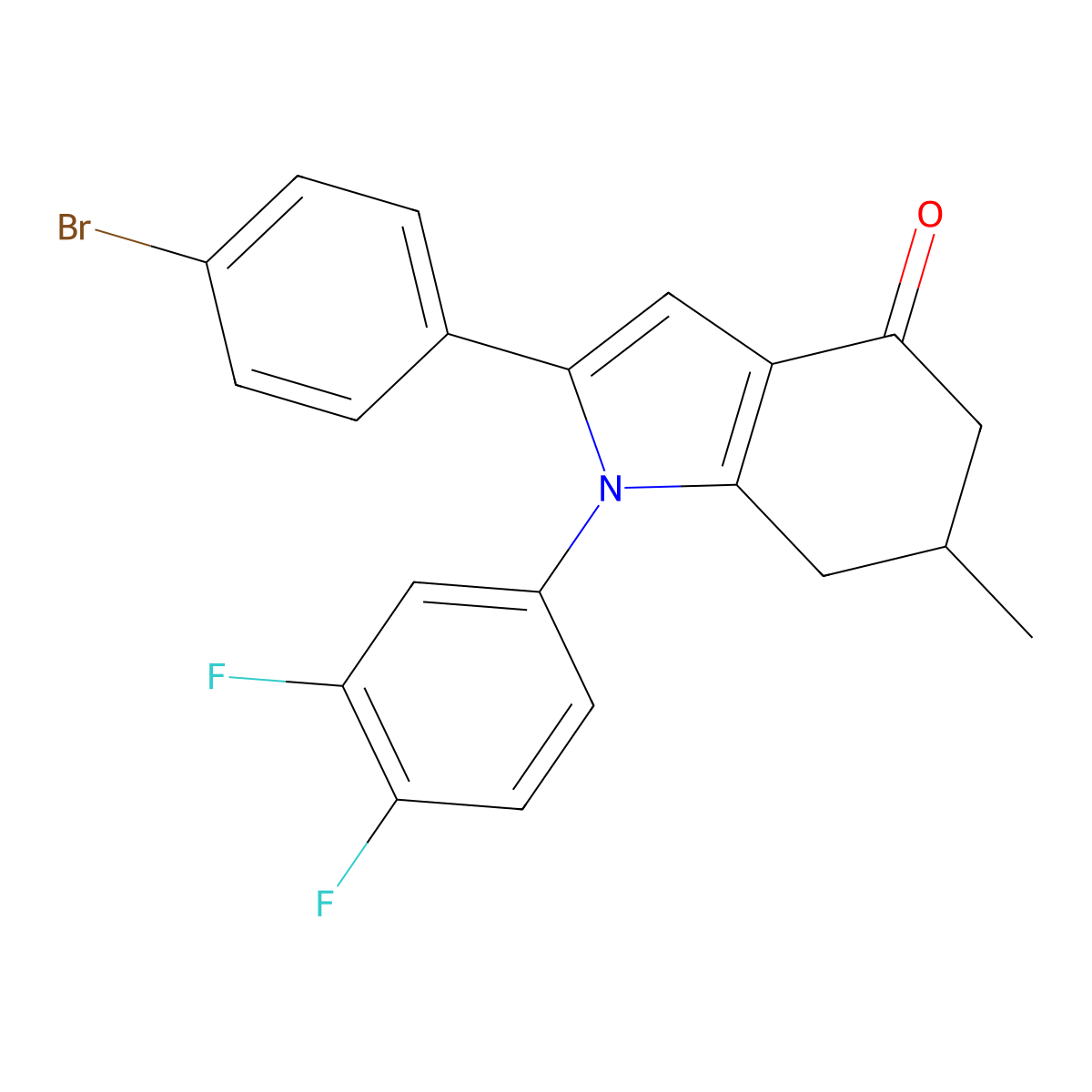2-(4-bromophenyl)-1-(3,4-difluorophenyl)-6-methyl-6,7-dihydro-5H-indol-4-one molecular structure, CAS 1024200-15-4