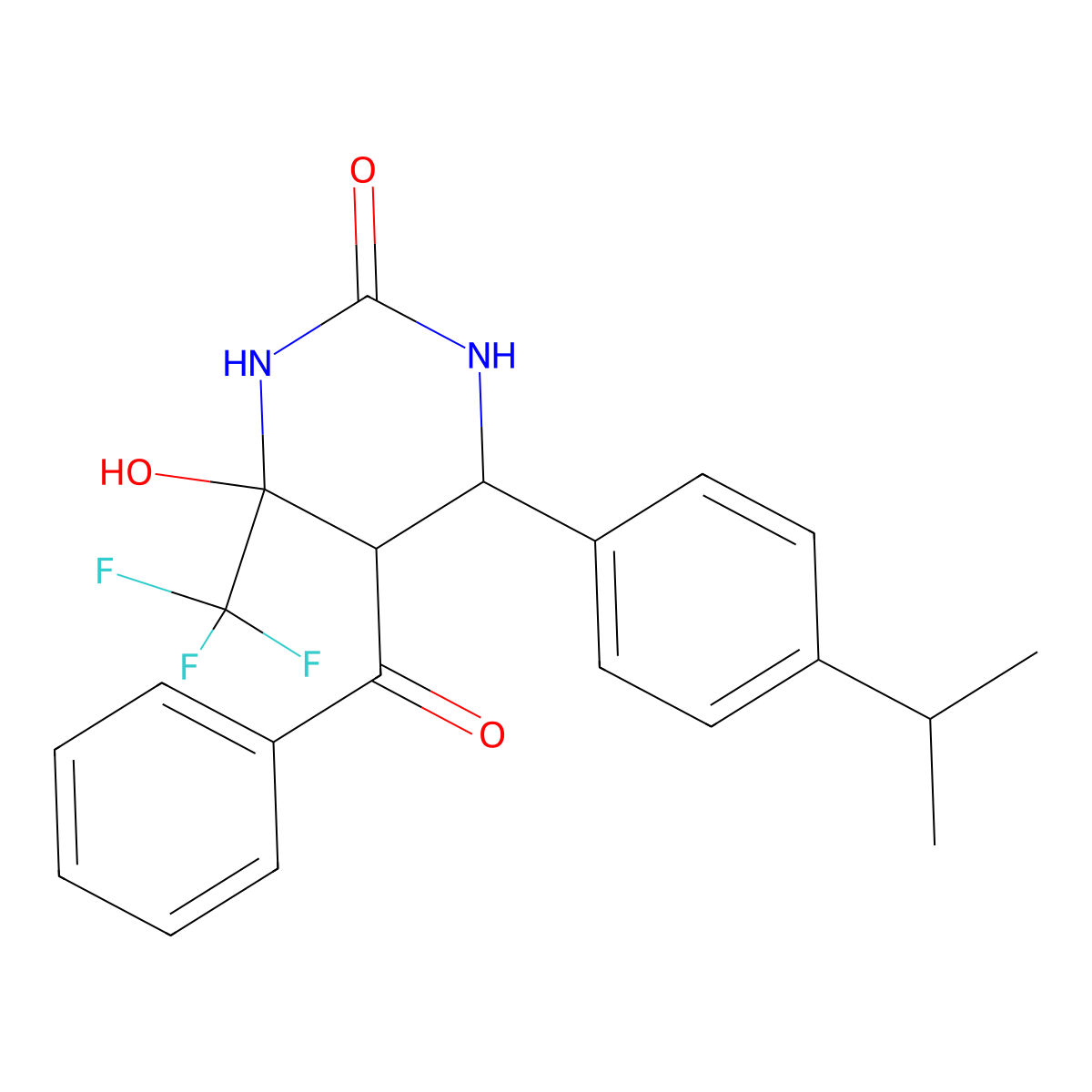 5-benzoyl-4-hydroxy-6-(4-isopropylphenyl)-4-(trifluoromethyl)tetrahydro-2(1H)-pyrimidinone molecular structure, CAS 1024200-21-2
