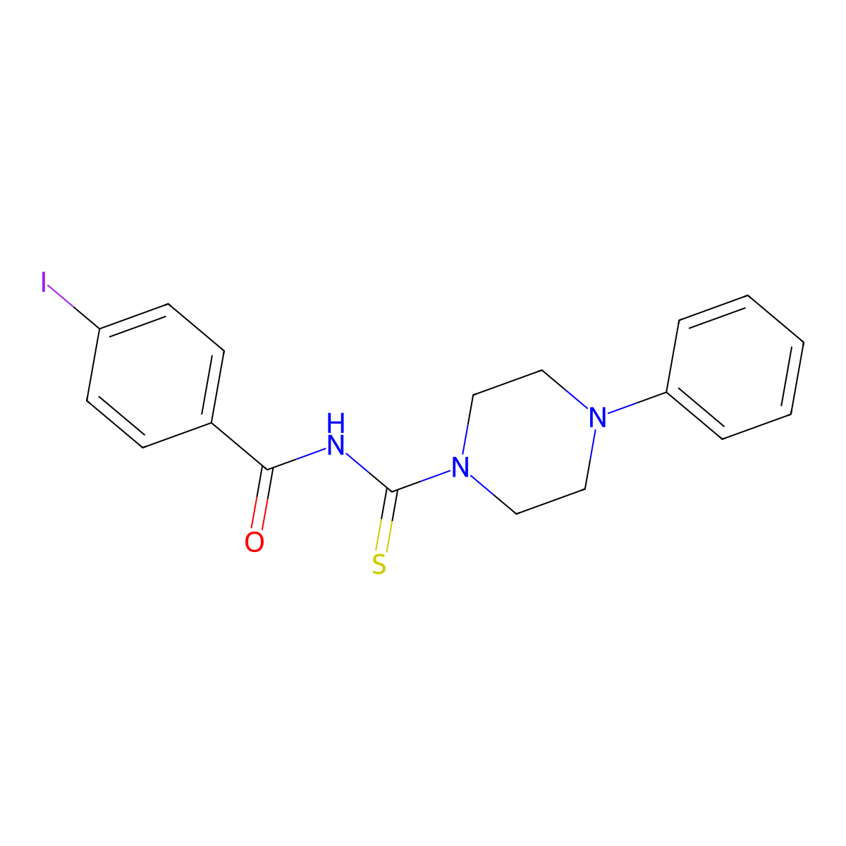 4-iodo-N-(4-phenylpiperazine-1-carbothioyl)benzamide molecular structure, CAS 1024202-13-8