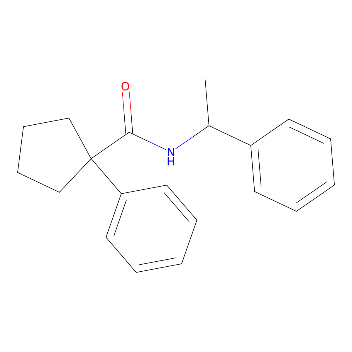1-phenyl-N-(1-phenylethyl)cyclopentane-1-carboxamide molecular structure, CAS 1024202-19-4