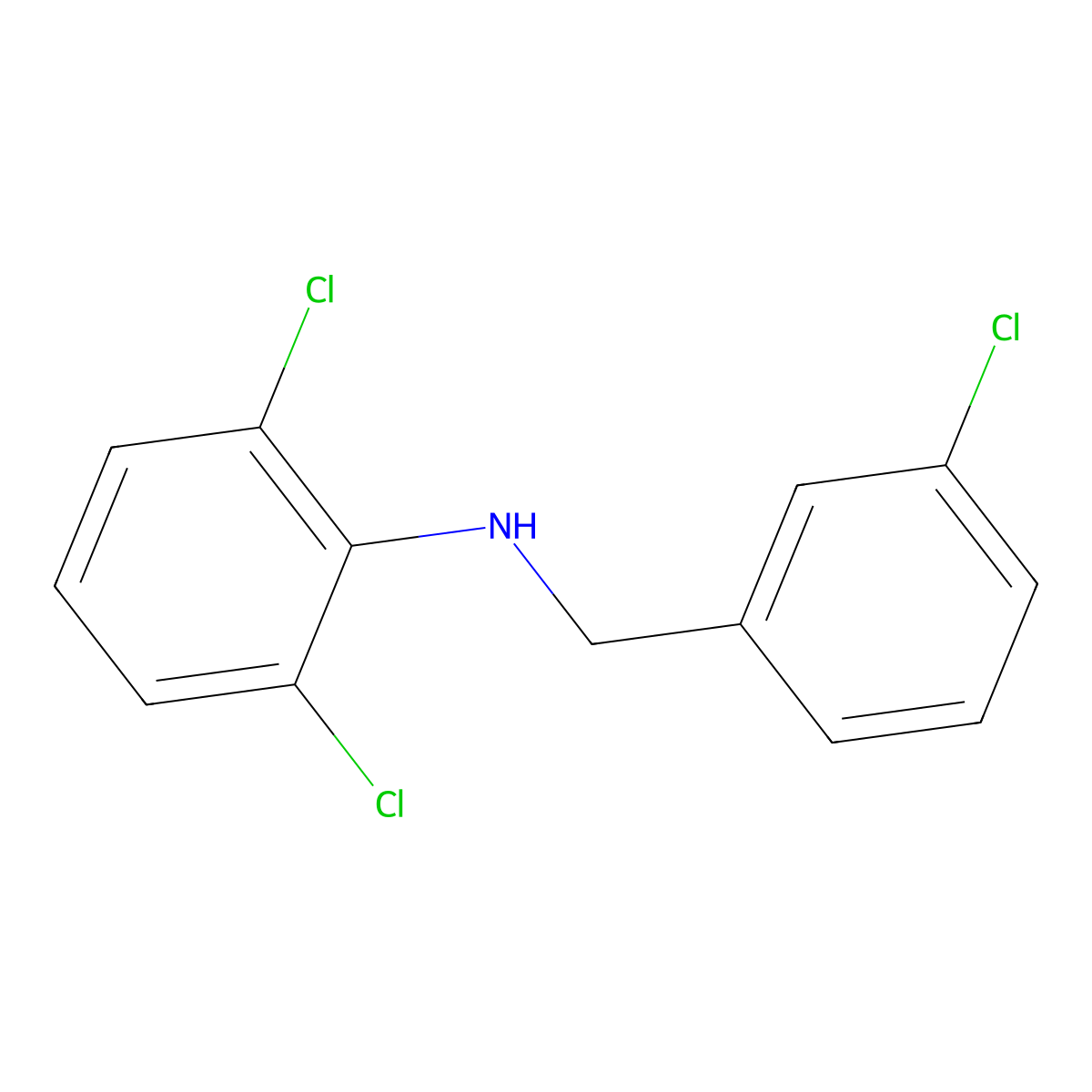 2,6-dichloro-N-[(3-chlorophenyl)methyl]aniline molecular structure, CAS 1024204-82-7