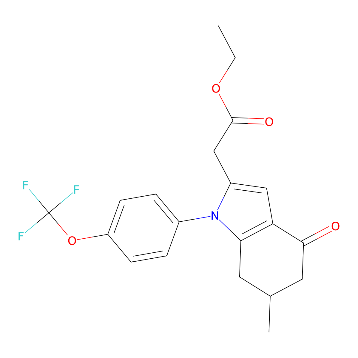 Ethyl 2-[6-methyl-4-oxo-1-[4-(trifluoromethoxy)phenyl]-6,7-dihydro-5H-indol-2-yl]acetate molecular structure, CAS 1024206-85-6