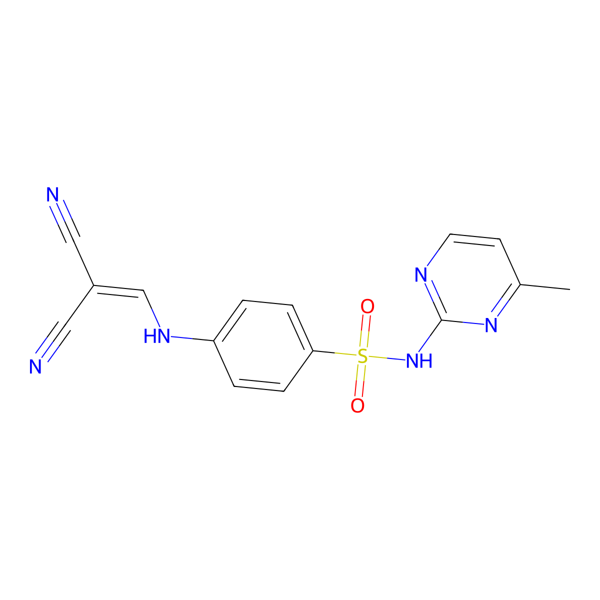 (((4-(((4-Methylpyrimidin-2-YL)amino)sulfonyl)phenyl)amino)methylene)methane-1,1-dicarbonitrile molecular structure, CAS 1024209-92-4