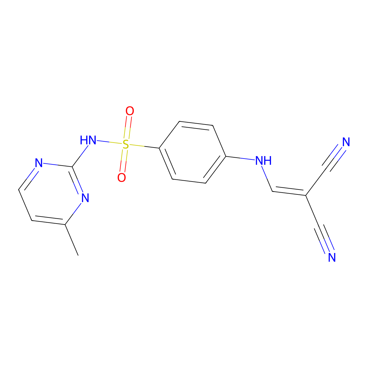 (((4-(((4-Methylpyrimidin-2-YL)amino)sulfonyl)phenyl)amino)methylene)methane-1,1-dicarbonitrile molecular structure, CAS 1024209-92-4