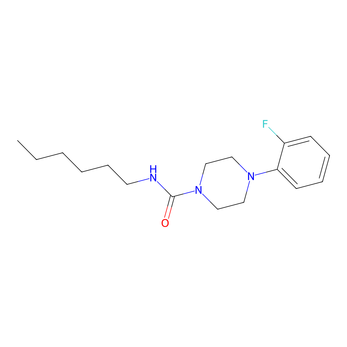 4-(2-fluorophenyl)-N-hexylpiperazine-1-carboxamide molecular structure, CAS 1024209-94-6