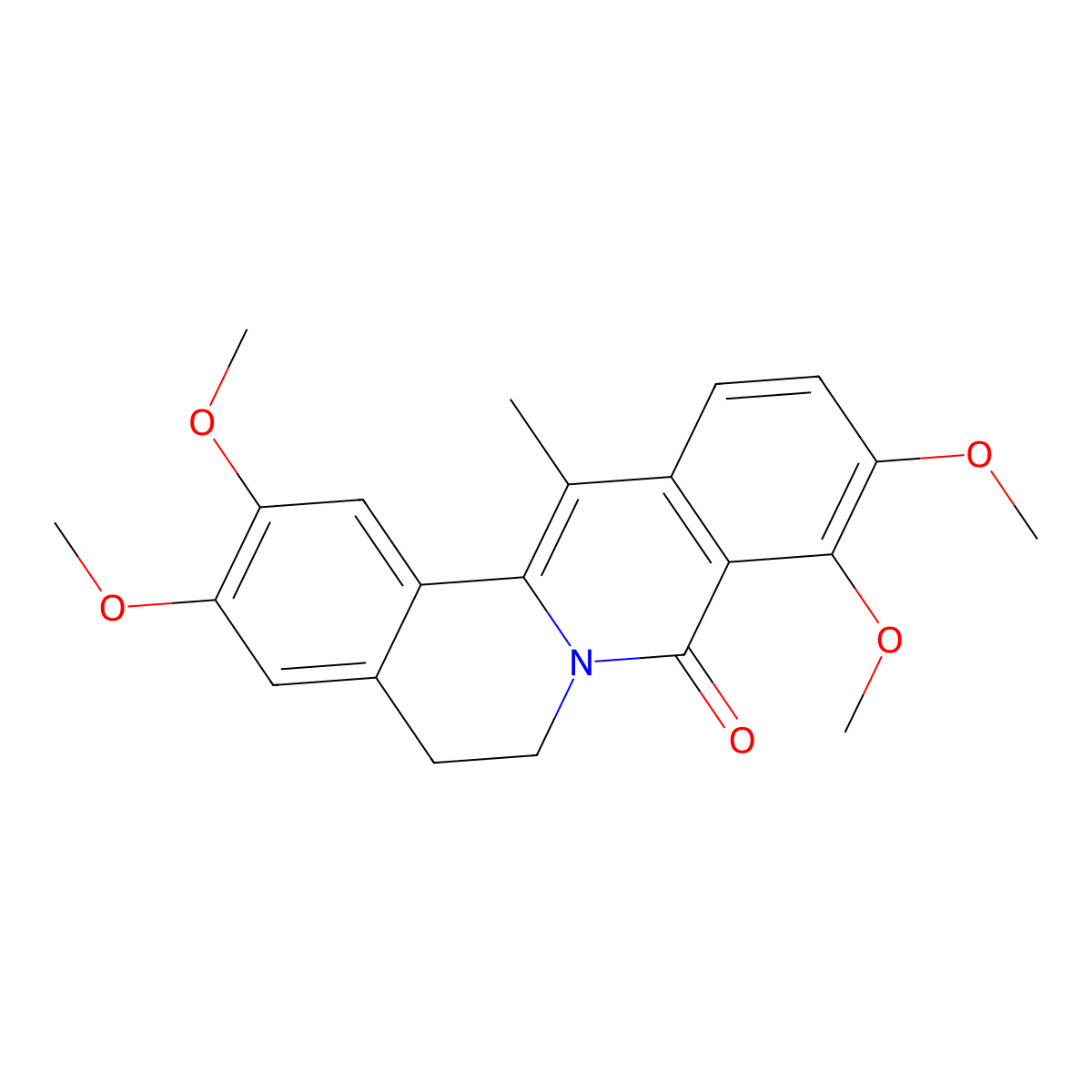 2,3,9,10-Tetramethoxy-13-methyl-5,6-dihydro-8H-dibenzo(a,g)quinolizine-8-one molecular structure, CAS 102421-42-1