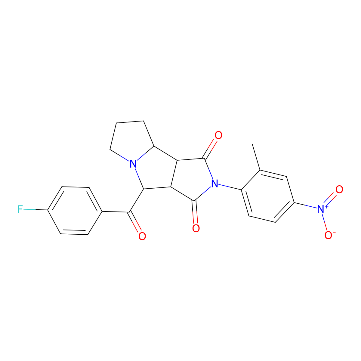 4-[(4-fluorophenyl)carbonyl]-2-(2-methyl-4-nitrophenyl)hexahydropyrrolo[3,4-a]pyrrolizine-1,3(2H,4H)-dione molecular structure, CAS 1024210-34-1