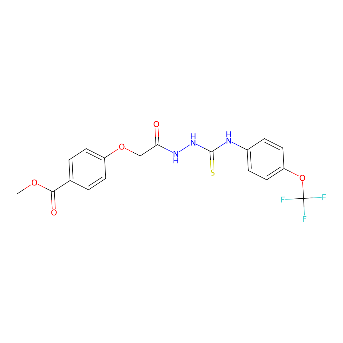 Methyl 4-((N-((thioxo((4-(trifluoromethoxy)phenyl)amino)methyl)amino)carbamoyl)methoxy)benzoate molecular structure, CAS 1024213-48-6