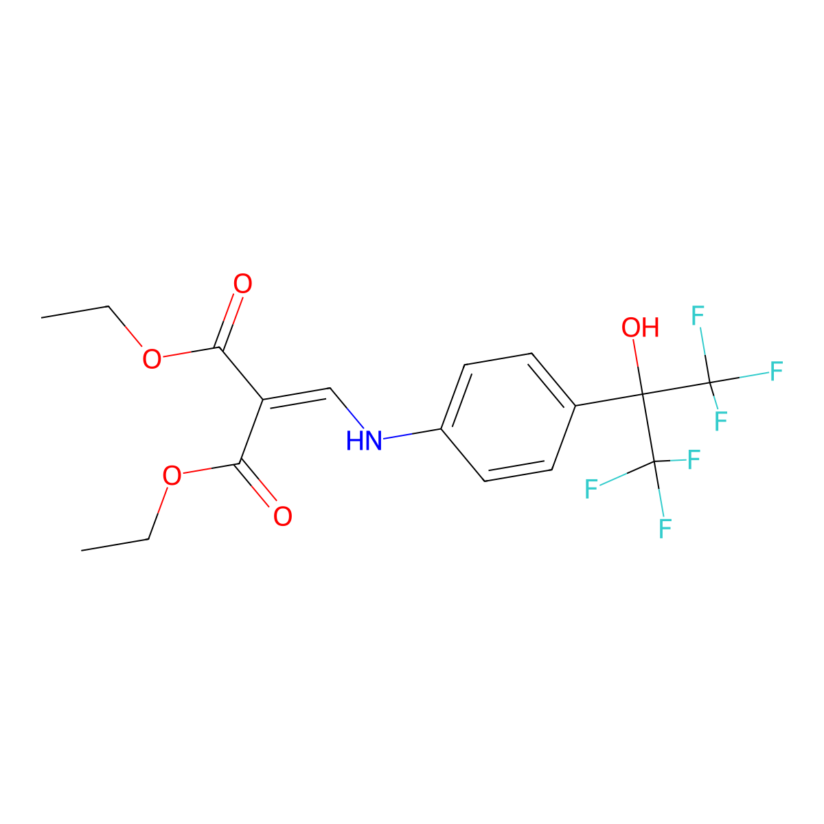 Diethyl 2-[[4-(1,1,1,3,3,3-hexafluoro-2-hydroxypropan-2-yl)anilino]methylidene]propanedioate molecular structure, CAS 1024213-51-1