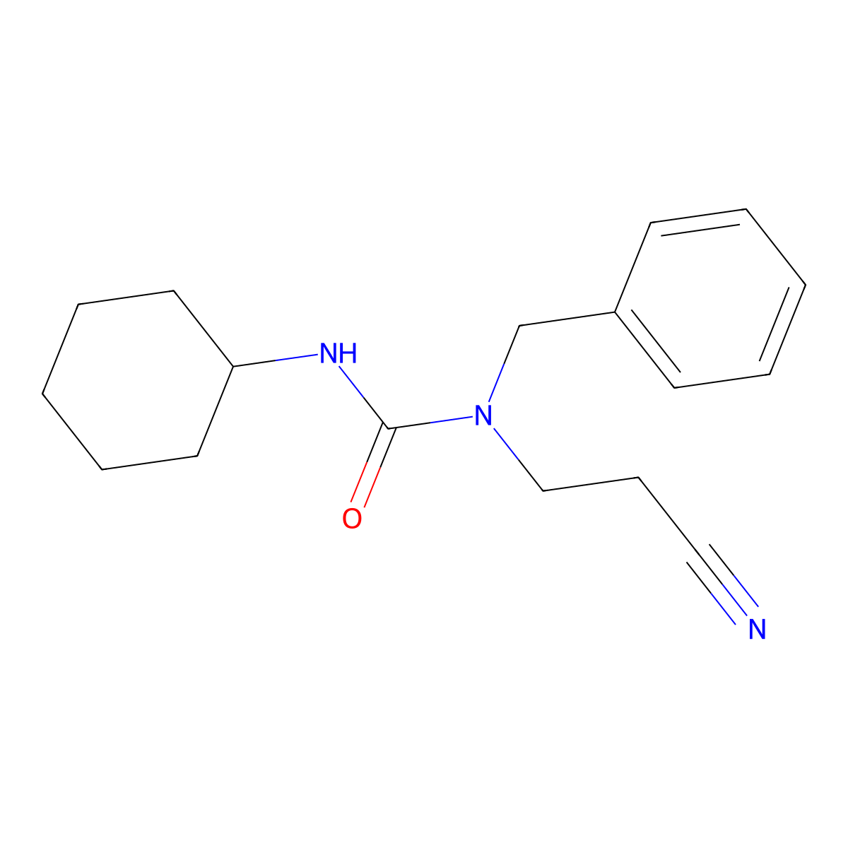 N-benzyl-N-(2-cyanoethyl)-N'-cyclohexylurea molecular structure, CAS 1024214-85-4