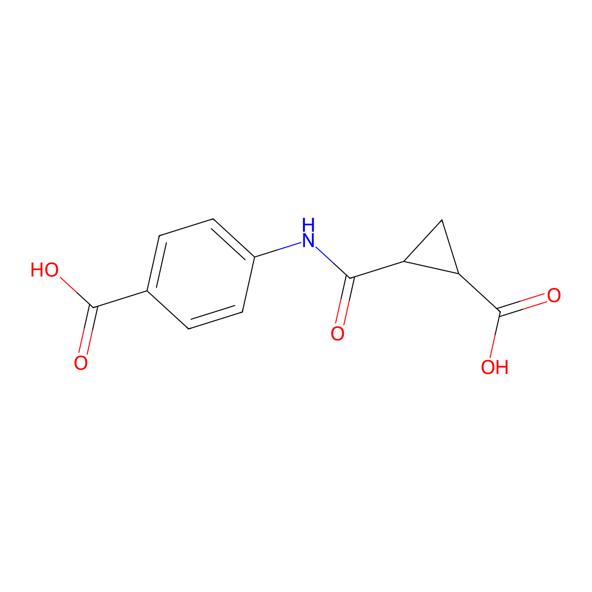 4-((2-Carboxycyclopropyl)carbonylamino)benzoic acid molecular structure, CAS 1024220-22-1
