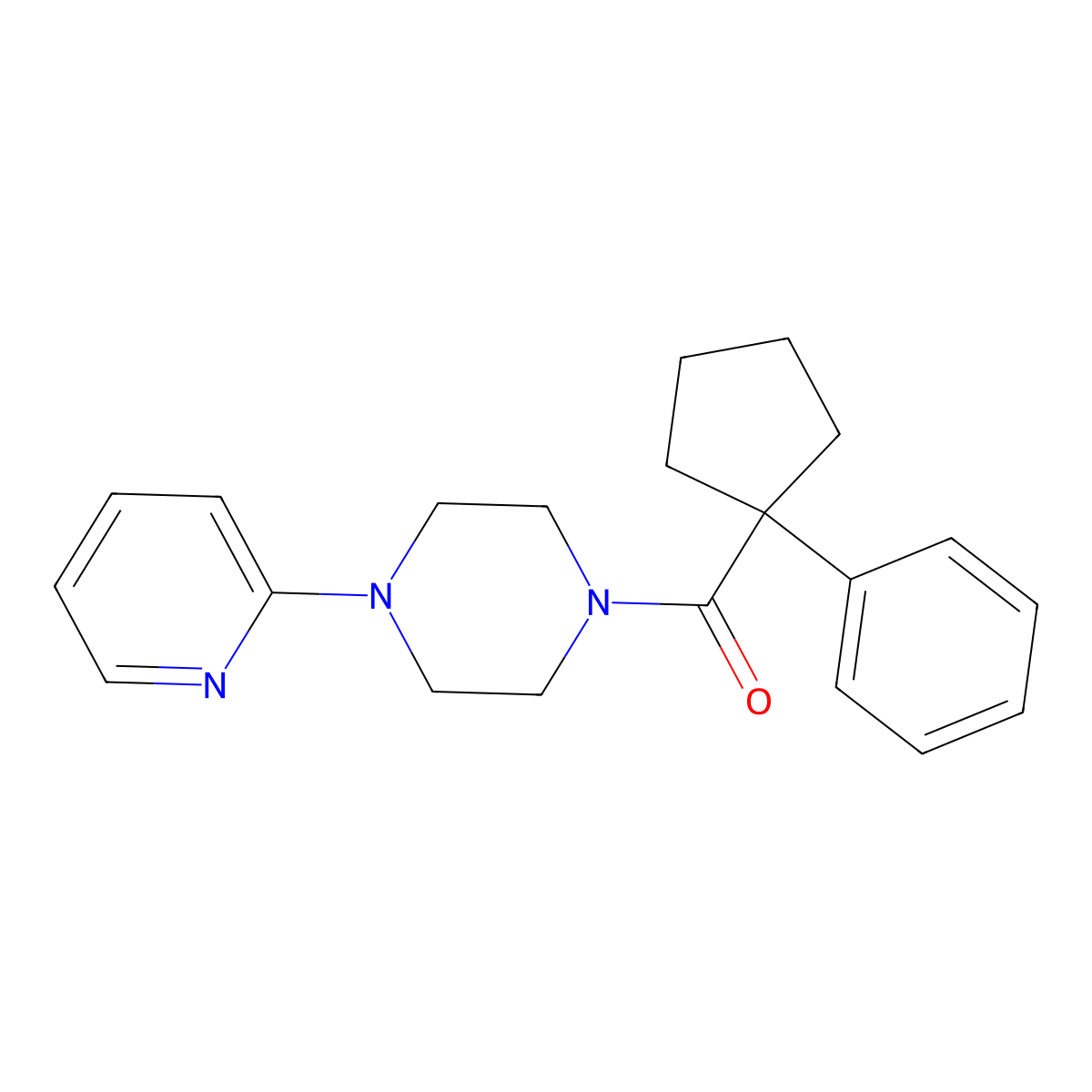 Phenylcyclopentyl 4-(2-pyridyl)piperazinyl ketone molecular structure, CAS 1024220-23-2