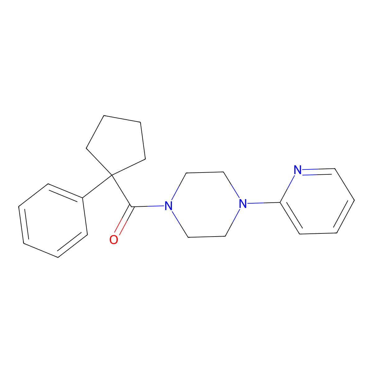 Phenylcyclopentyl 4-(2-pyridyl)piperazinyl ketone molecular structure, CAS 1024220-23-2