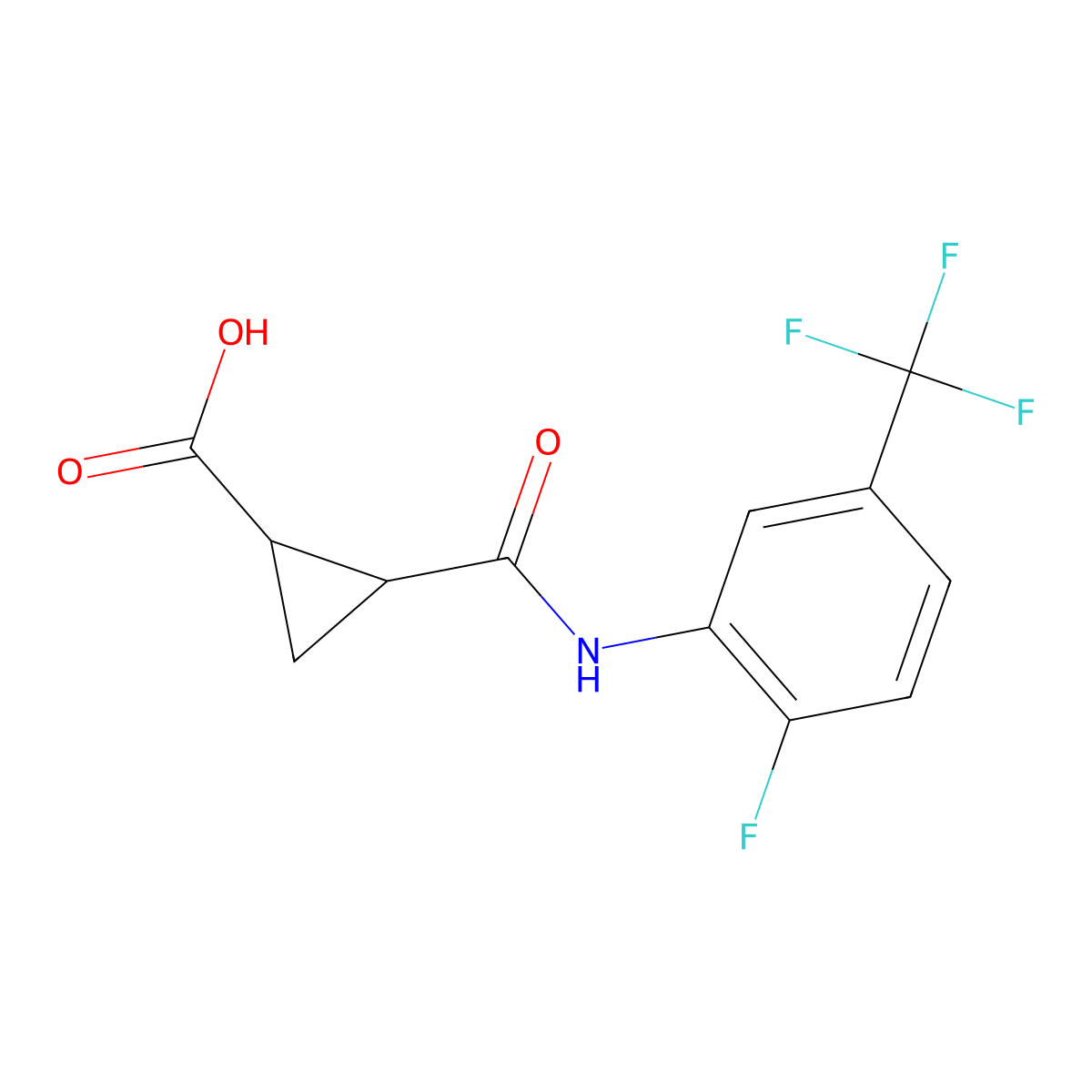 2-{[2-Fluoro-5-(trifluoromethyl)phenyl]carbamoyl}cyclopropane-1-carboxylic acid molecular structure, CAS 1024222-29-4