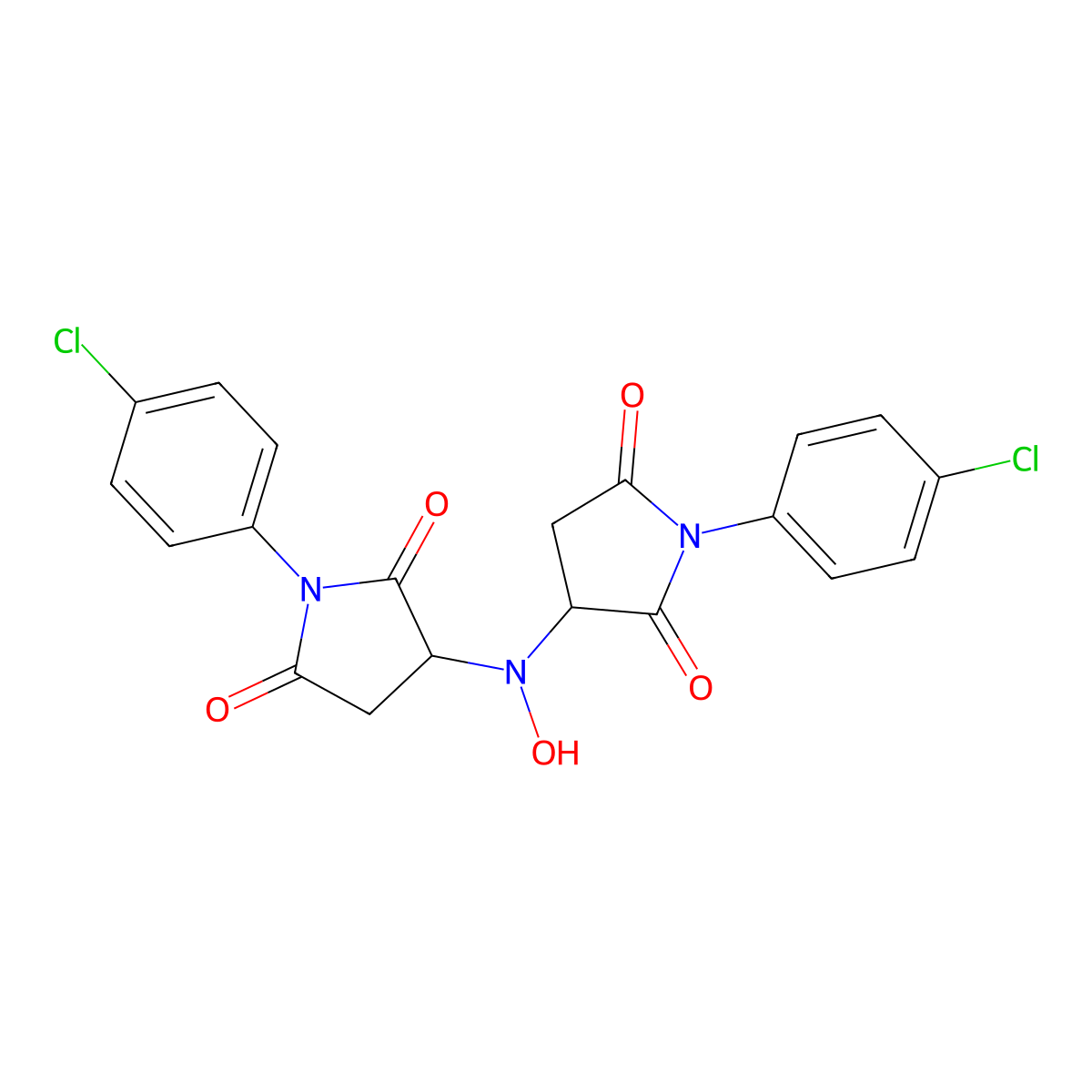 3,3'-(Hydroxyimino)bis[1-(4-chlorophenyl)pyrrolidine-2,5-dione] molecular structure, CAS 1024223-29-7